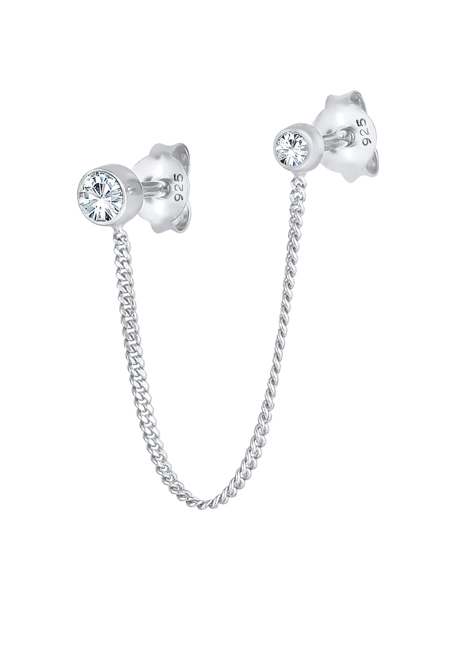 Elli Doppel Ohrstecker 925 Silber, mit Kristallen von Swarovski silberfarben Damen