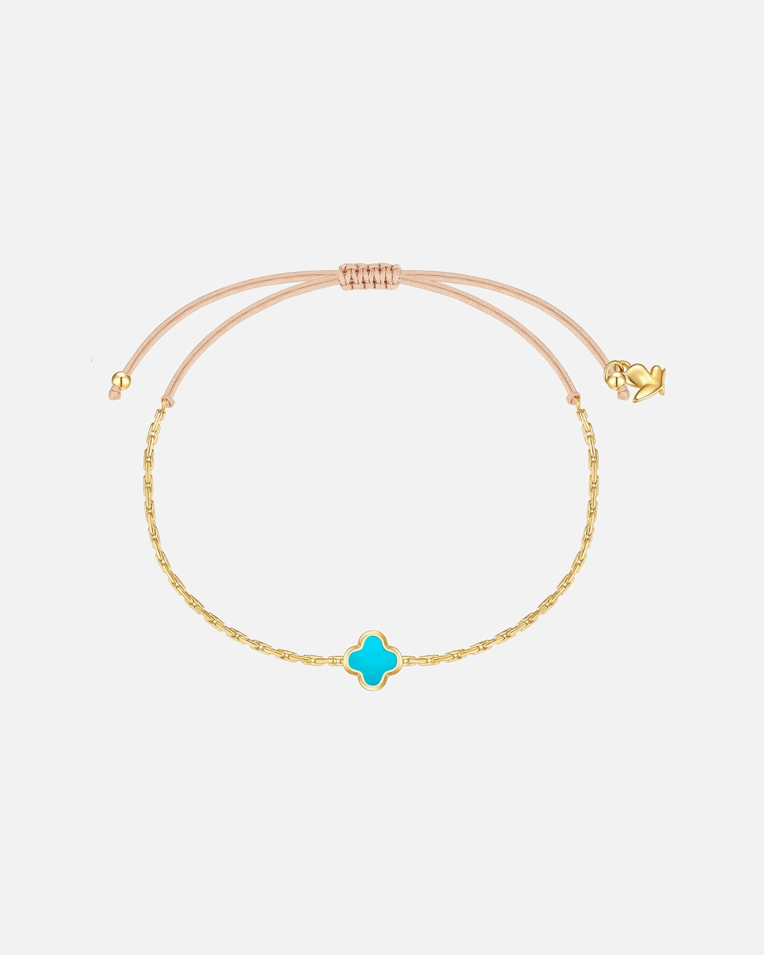 Armband für Weiblich Glanzstücke München Armband Kleeblatt aus Edelstahl in gelbgold mit Türkis (synth.) 15,0 - 22,0 cm, flexibel einstellbar