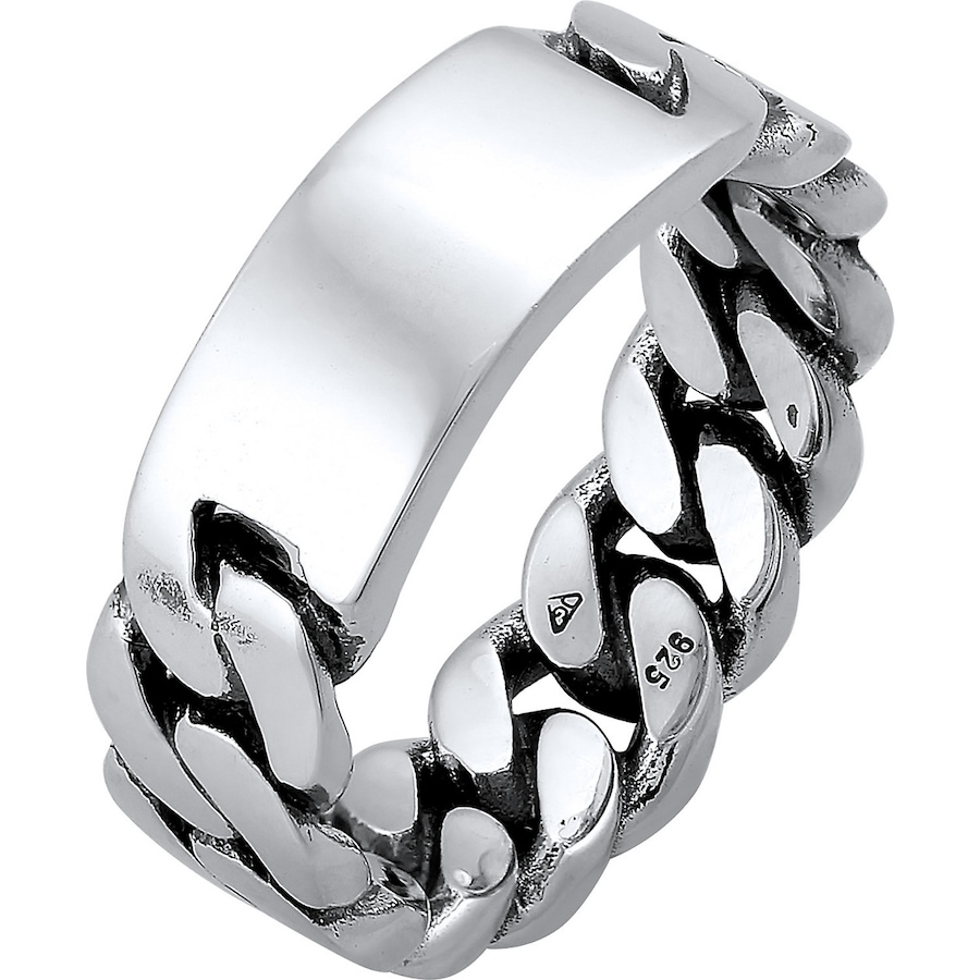 KUZZOI Herren Siegelring Panzer Glieder Platte 925 Silber 64