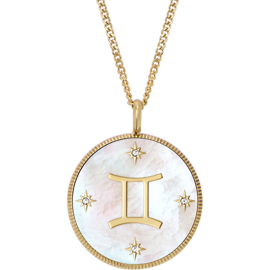 Fossil Kette Edelstahl gold, weiß, Fische Damen