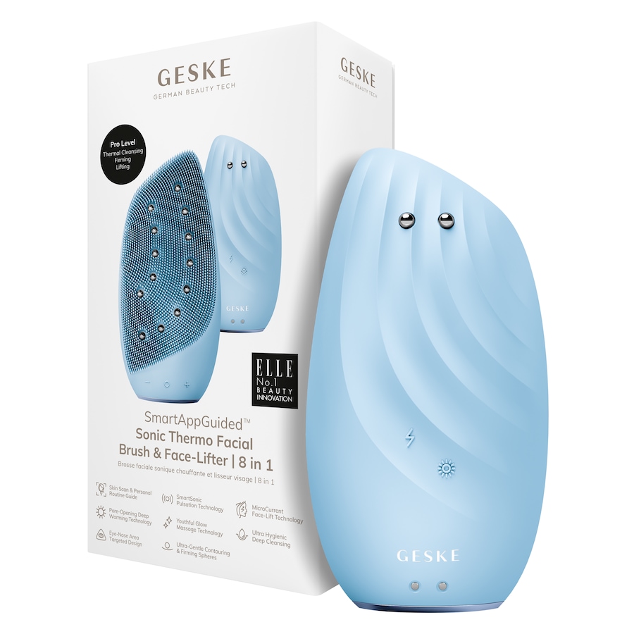 Geske SmartAppGuided Sonic Thermo Facial Brush & Face-Lifter | 8 in 1 Aquamarine