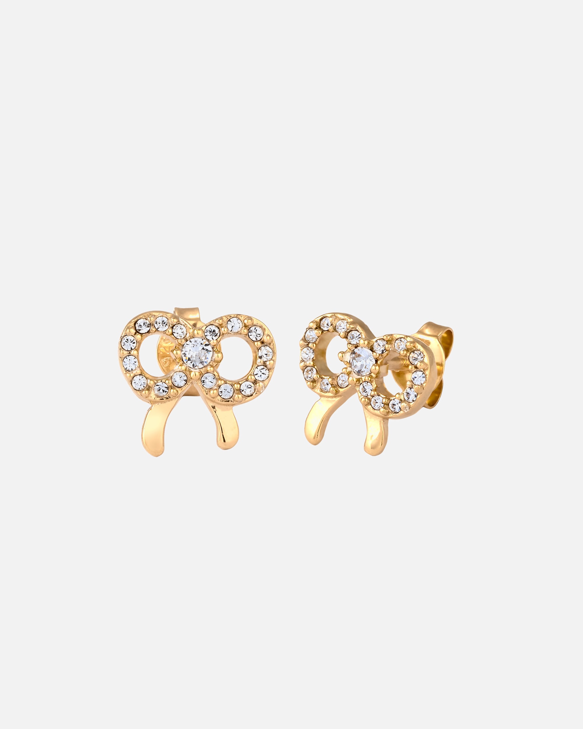 Ohrringe für Weiblich Elli Ohrstecker Schleife Weiß 925 Sterling Silber vergoldet, mit Kristallen von Swarovski® goldfarben