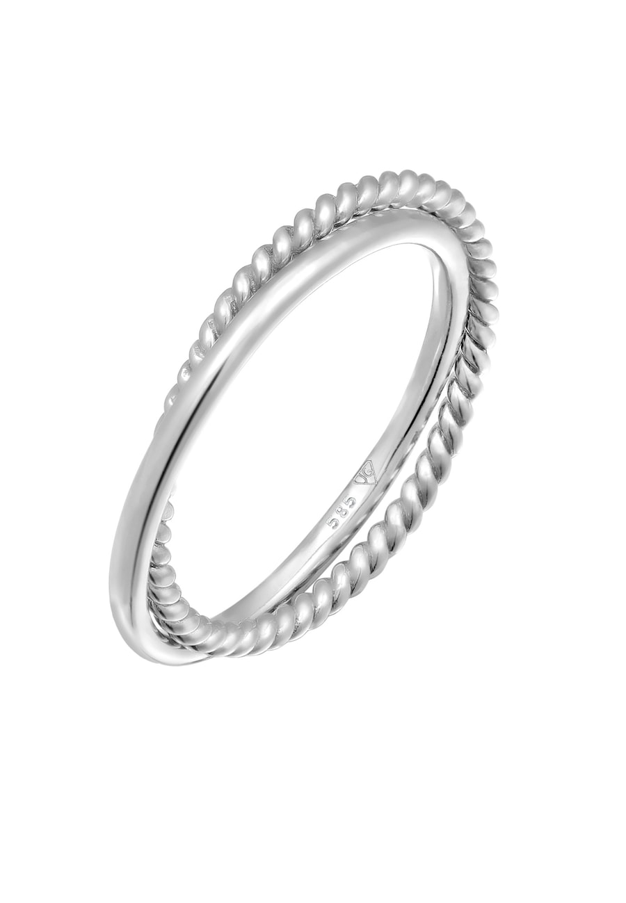 Elli PREMIUM Wickelring Fein Gedreht 585er Weißgold 58 Damen