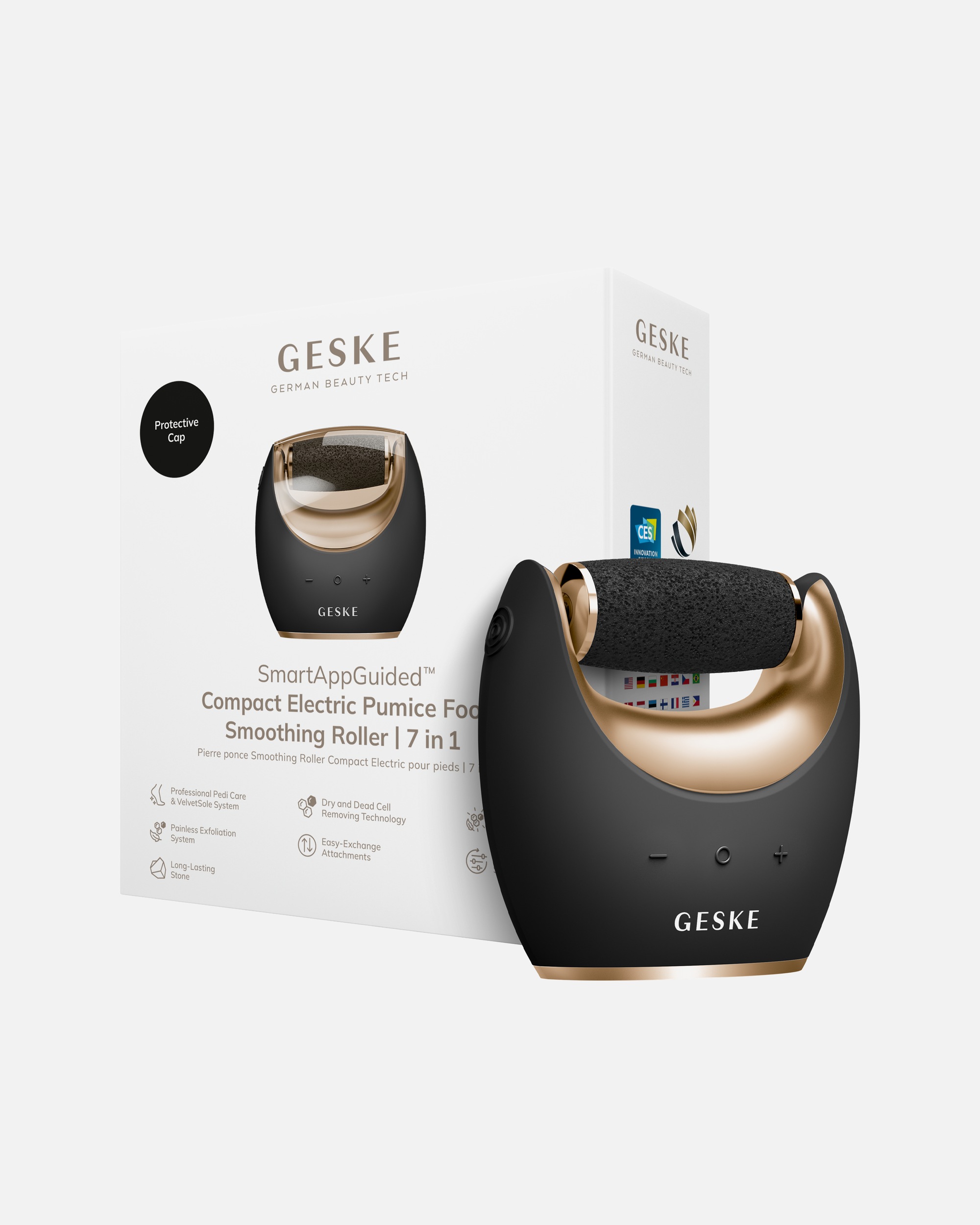 Hornhautentferner für Unisex GESKE GESKE Compact Electric Pumice Foot Smoothing Roller | 7 in 1 Gray