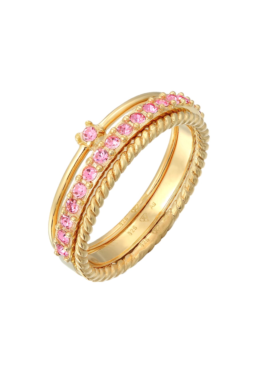 Elli Set Kristalle Rosa Pastell 925 Silber vergoldet, mit Kristallen von Swarovski 64 Damen