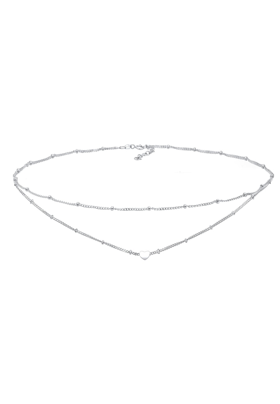 Elli Choker Layer Look Kugelkette Herz Trend 925 Silber silberfarben Damen