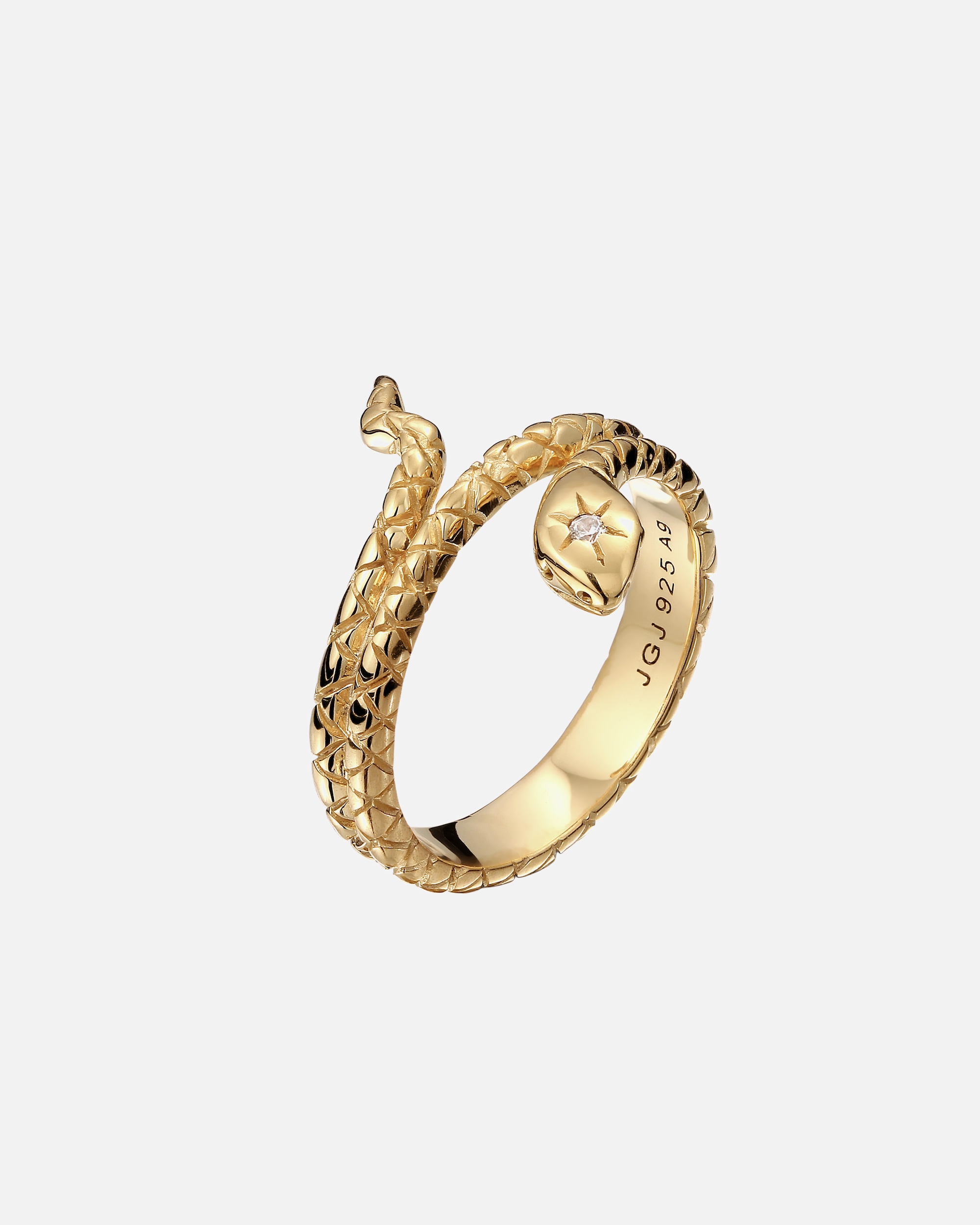 Ring für Weiblich Elli Schlange Wickelring Zirkonia 925 Silber vergoldet 52
