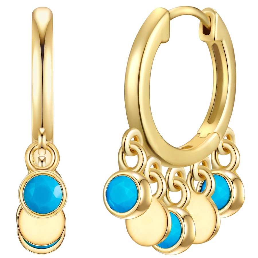 Glanzstücke München Creolen Sterling Silber Türkis in Gelbgold 21,4 mm Damen