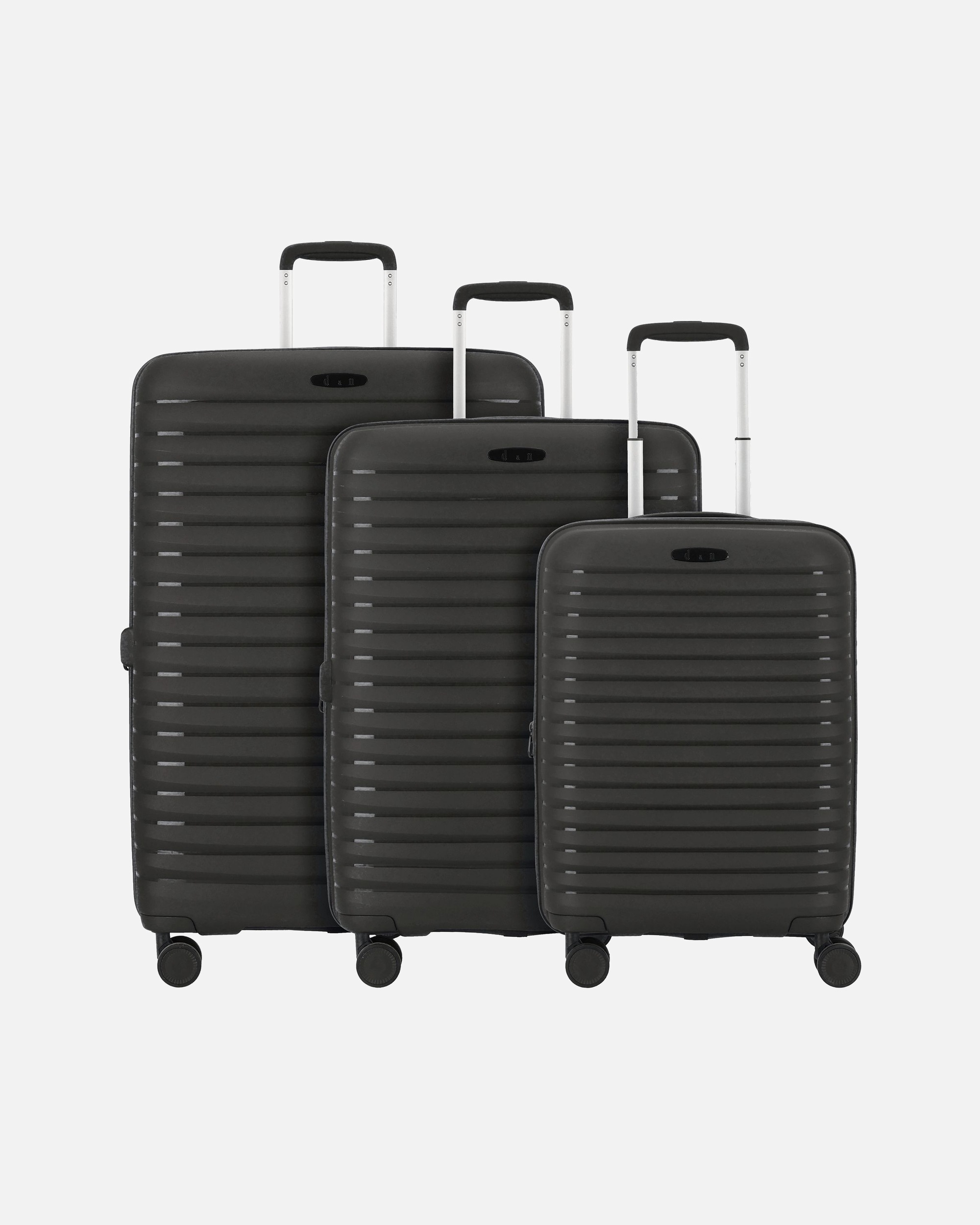 Koffer für Männlich d & n Travel Line 4500 4 Rollen Kofferset 3-teilig mit Dehnfalte black