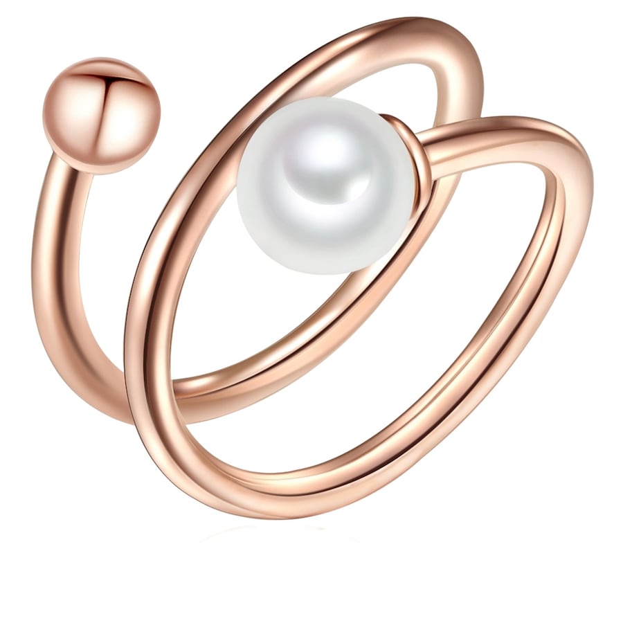 Lulu & Jane Perlen-Ring Sterling Silber Süßwasser-Zuchtperle in Roségold 56 Damen