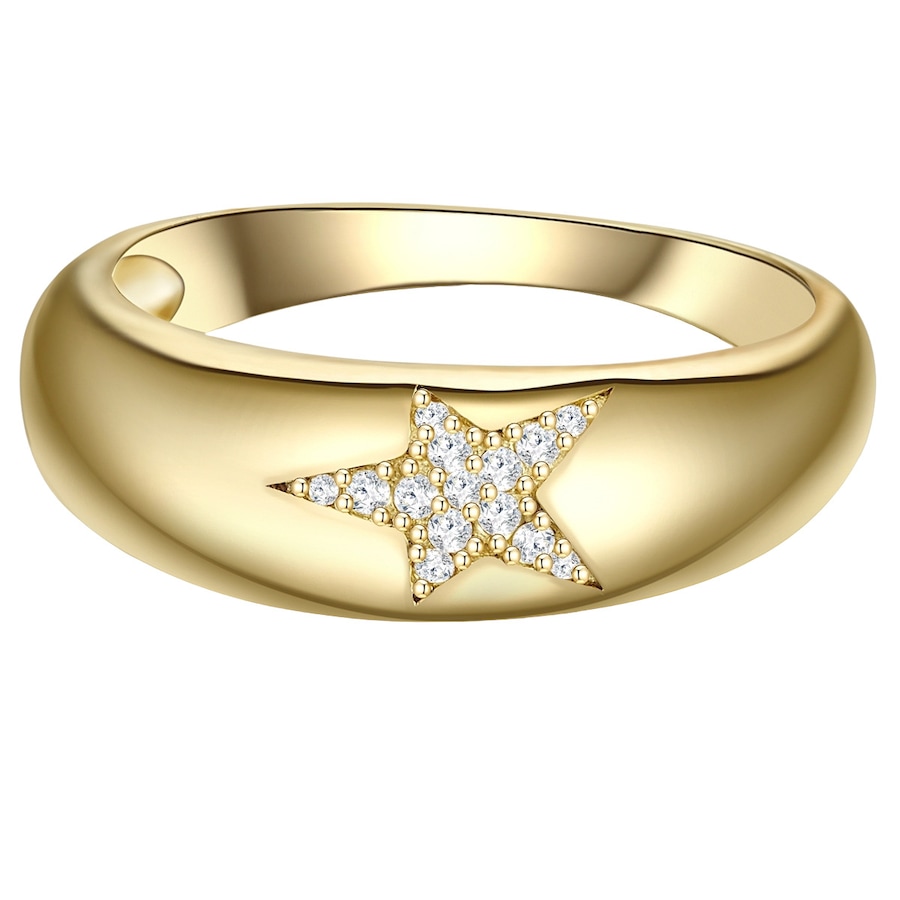 Glanzstücke München Ring Stern aus Sterling Silber in gelbgold mit Zirkonia 60 Damen