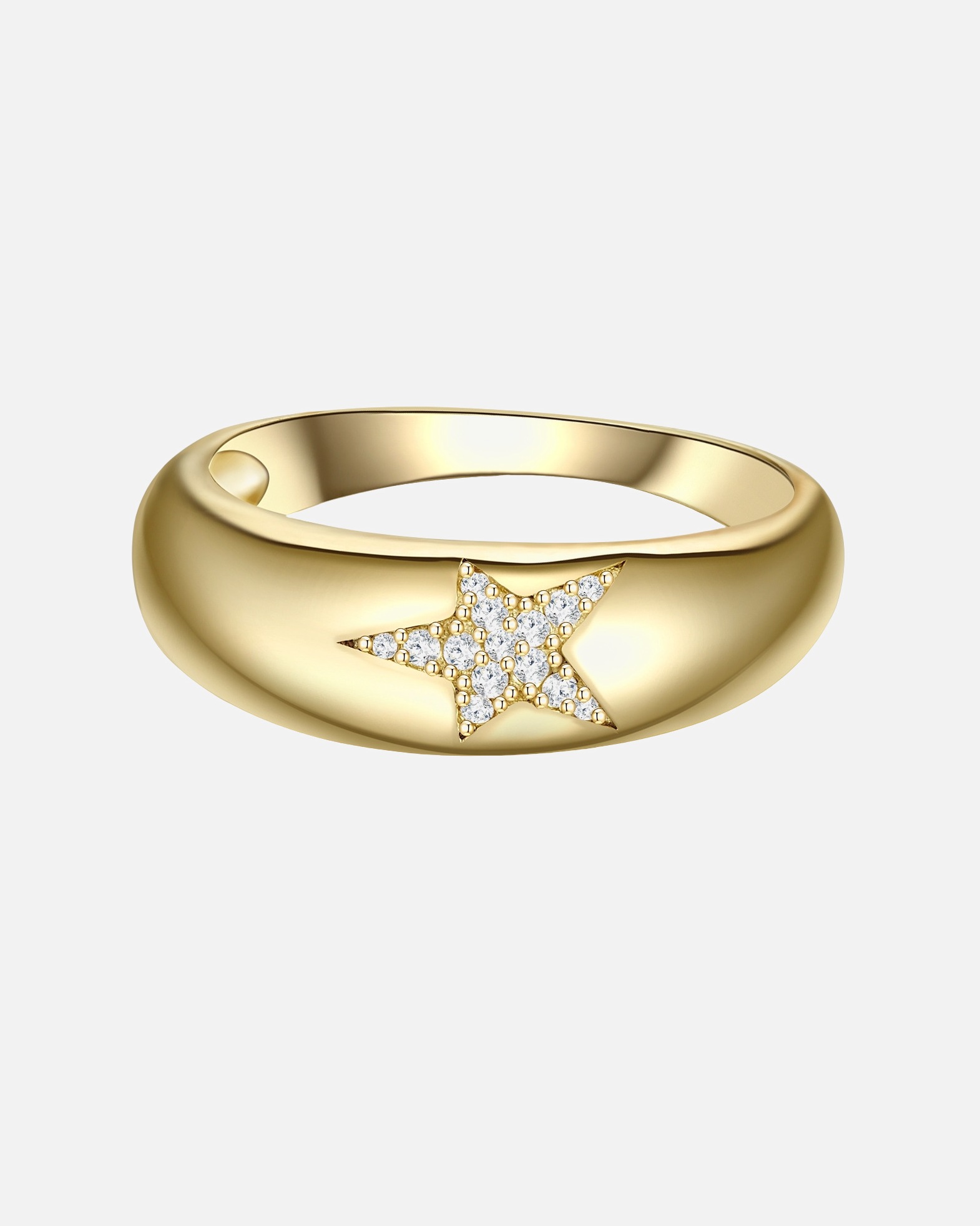 Ring für Weiblich Glanzstücke München Ring Stern aus Sterling Silber in gelbgold mit Zirkonia 48
