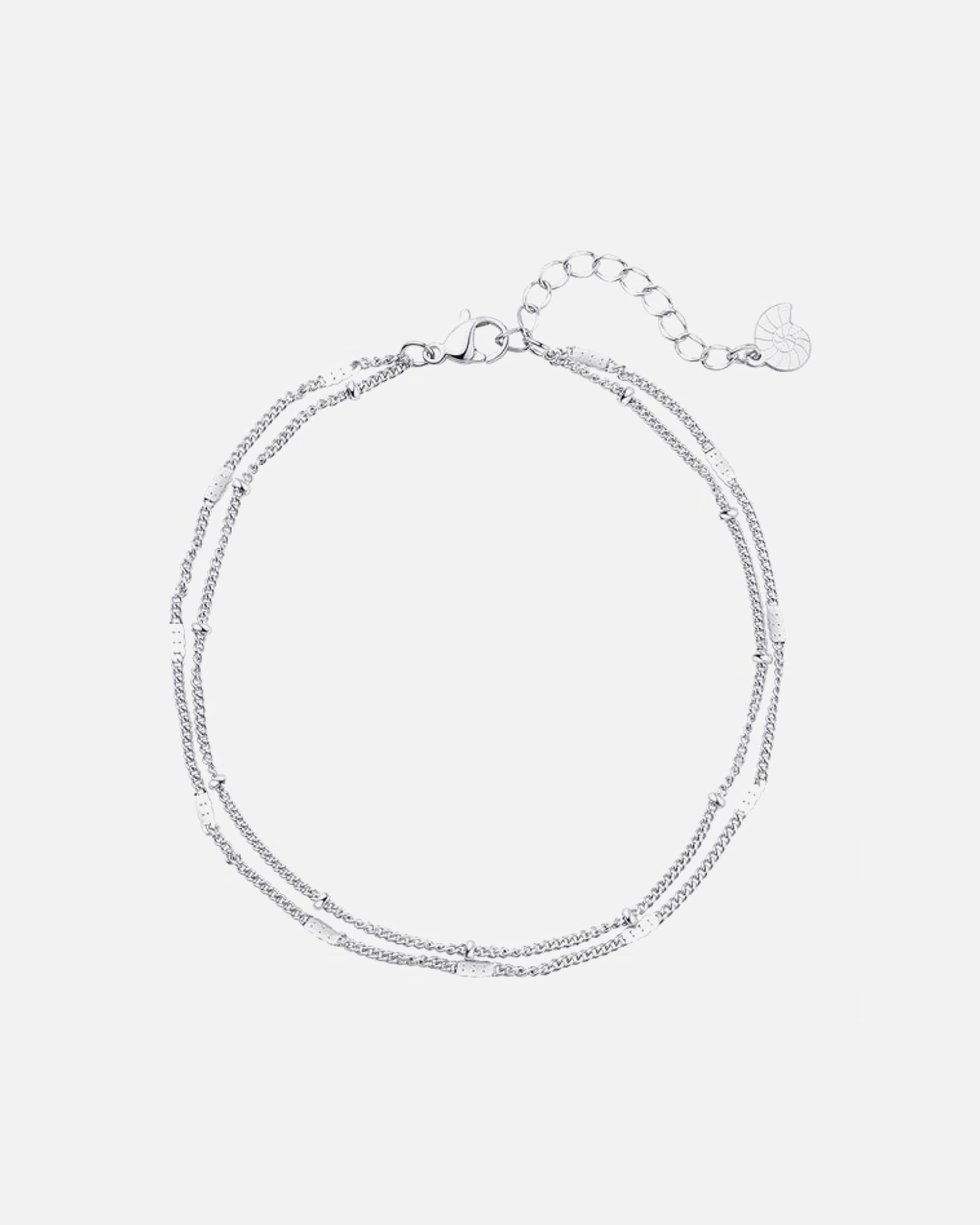 Fußschmuck für Weiblich Hey Happiness Default Brand Line Zweireihige Layer Fußkette, aus Edelstahl Silber