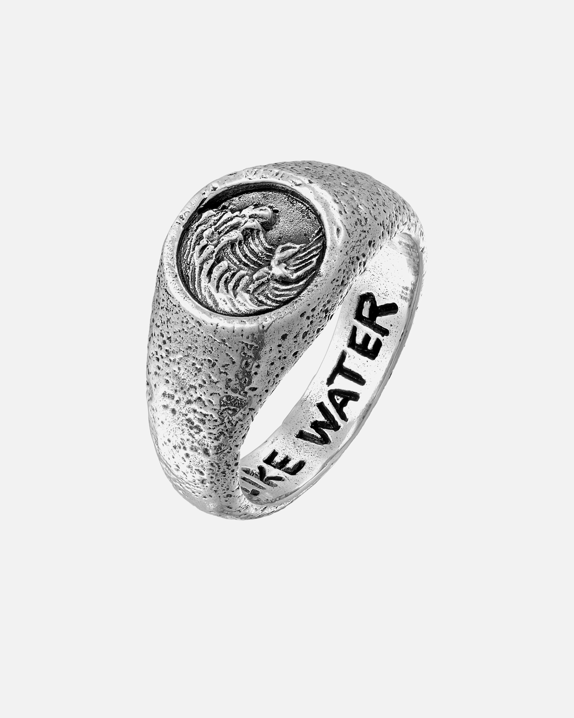 Ring für Männlich Haze & Glory Default Brand Line Siegelring - Be like Water Wellen 925 Silber 60