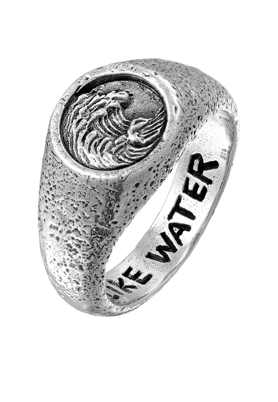 Haze & Glory Siegelring - Be like Water Wellen 925 Silber 62 Herren