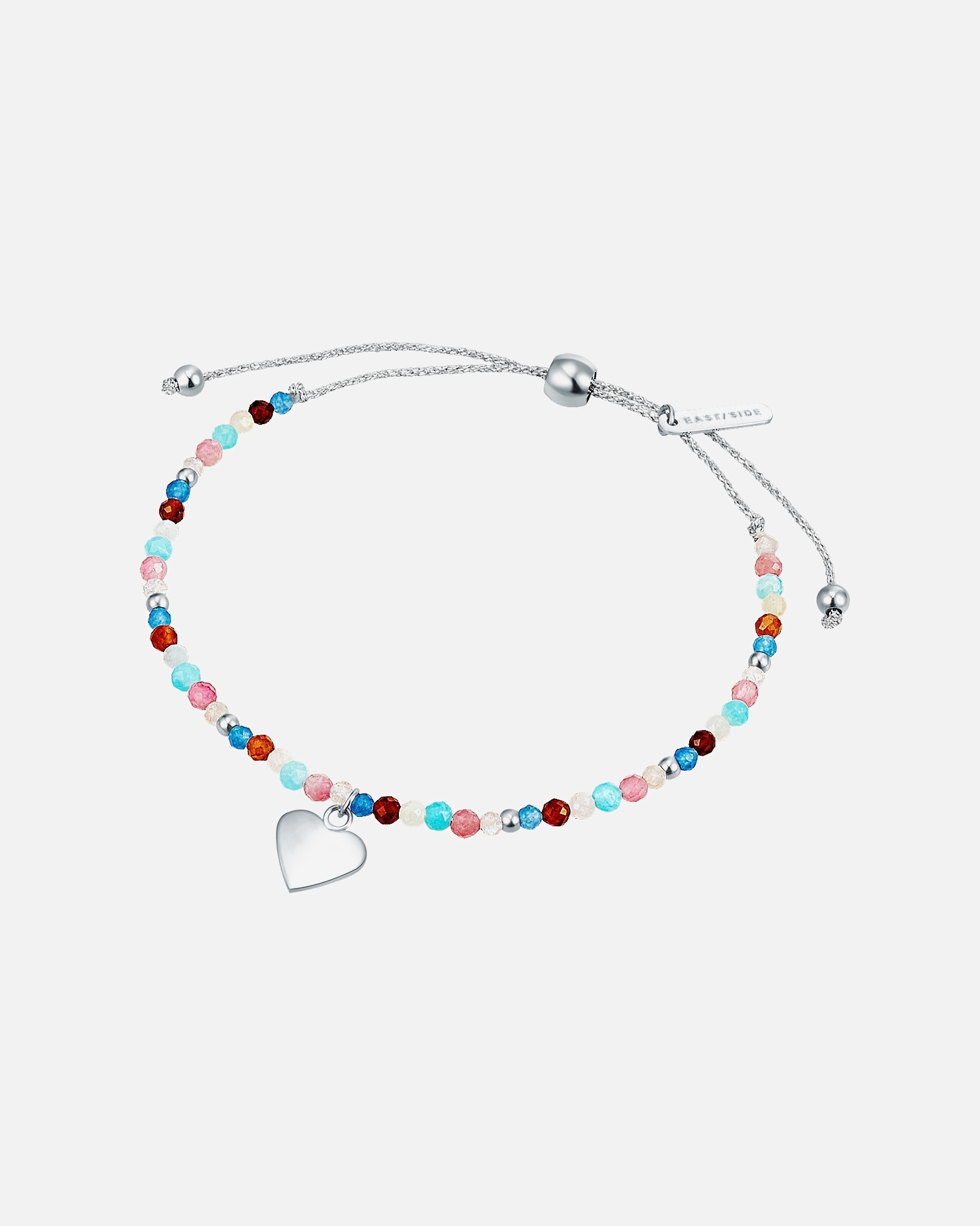 Armband für Weiblich Eastside Armband Herz Edelstahl Apatit in Silber 16,0 - 21,0 cm, flexibel einstellbar