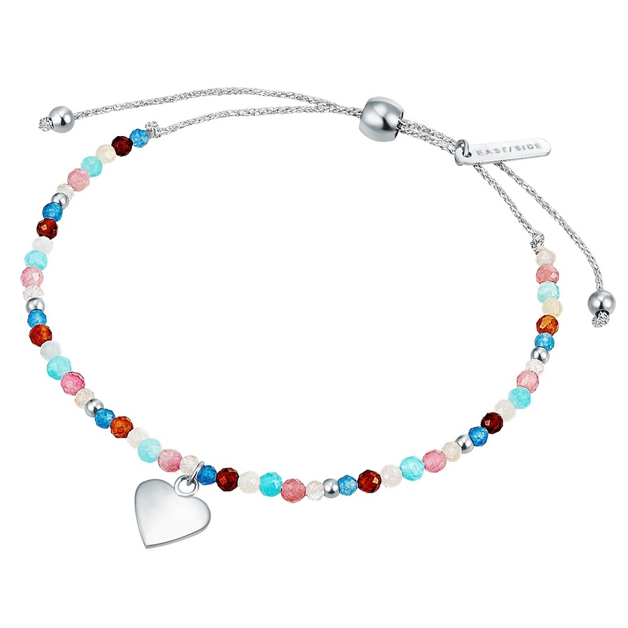 Eastside Armband Herz Edelstahl Apatit in Silber 16,0 - 21,0 cm, flexibel einstellbar Damen