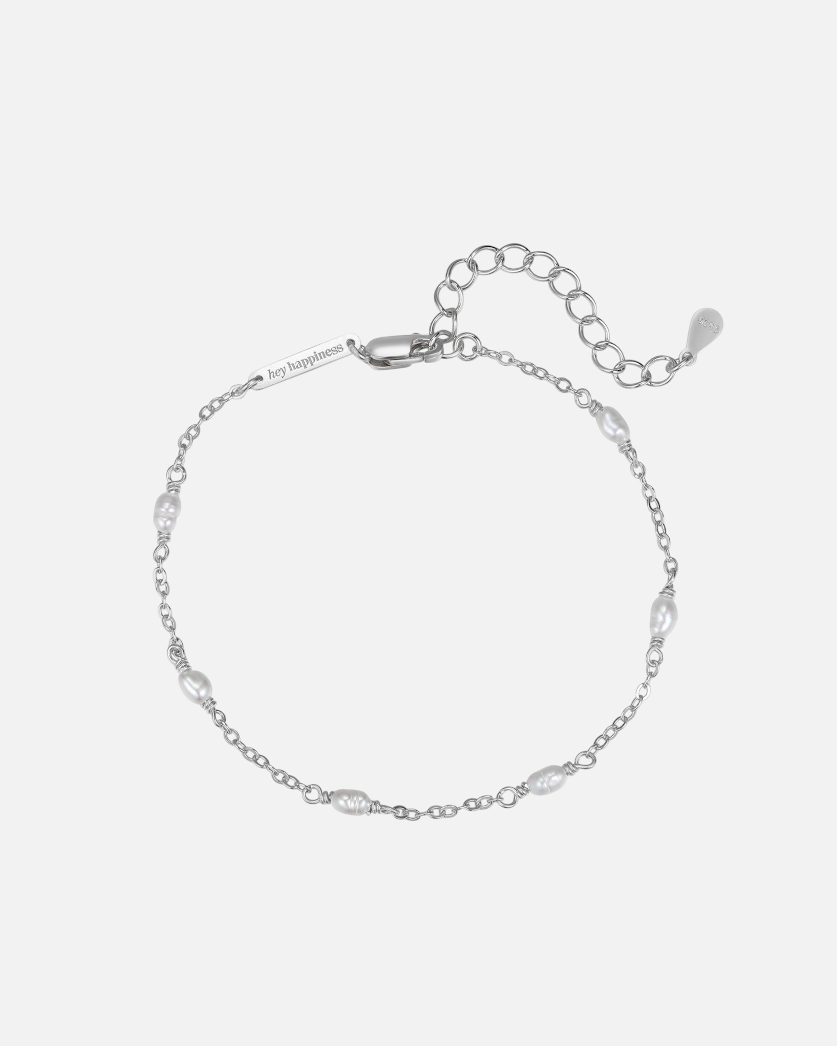 Armband für Weiblich Hey Happiness Default Brand Line Filigranes Perlenarmband mit Süßwasserperlen, 925 Silber Silber