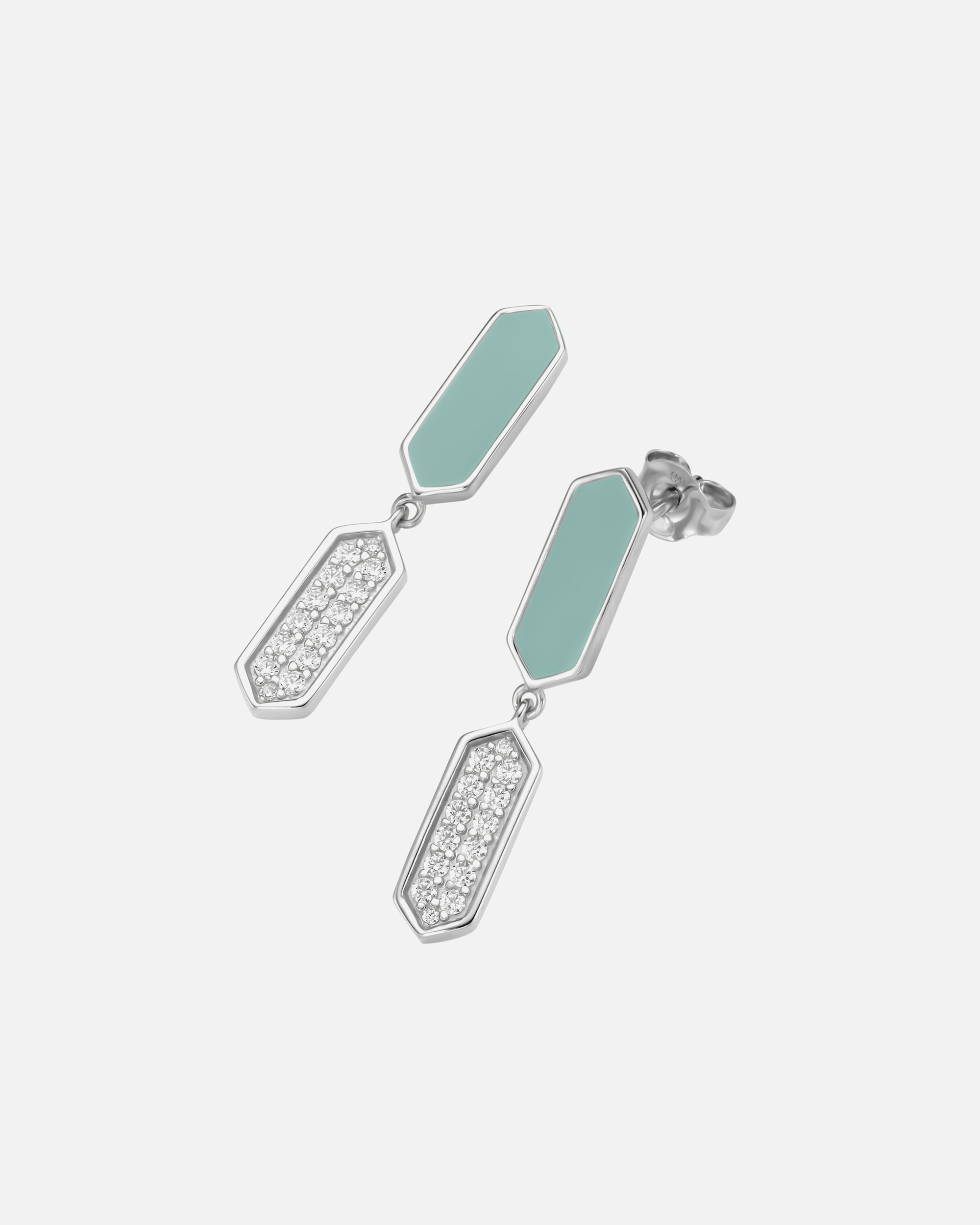 Ohrringe für Unisex Giorgio Martello Milano Ohrhänger mit Emaille-Einlagen und Zirkonia, Silber 925 3 cm