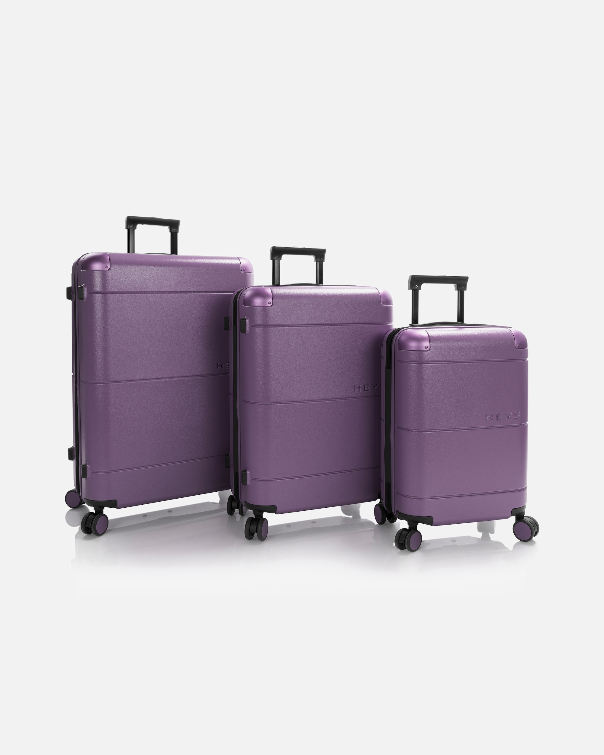 Koffer für Männlich Heys Zen 4 Rollen Kofferset 3-teilig mit Dehnfalte purple