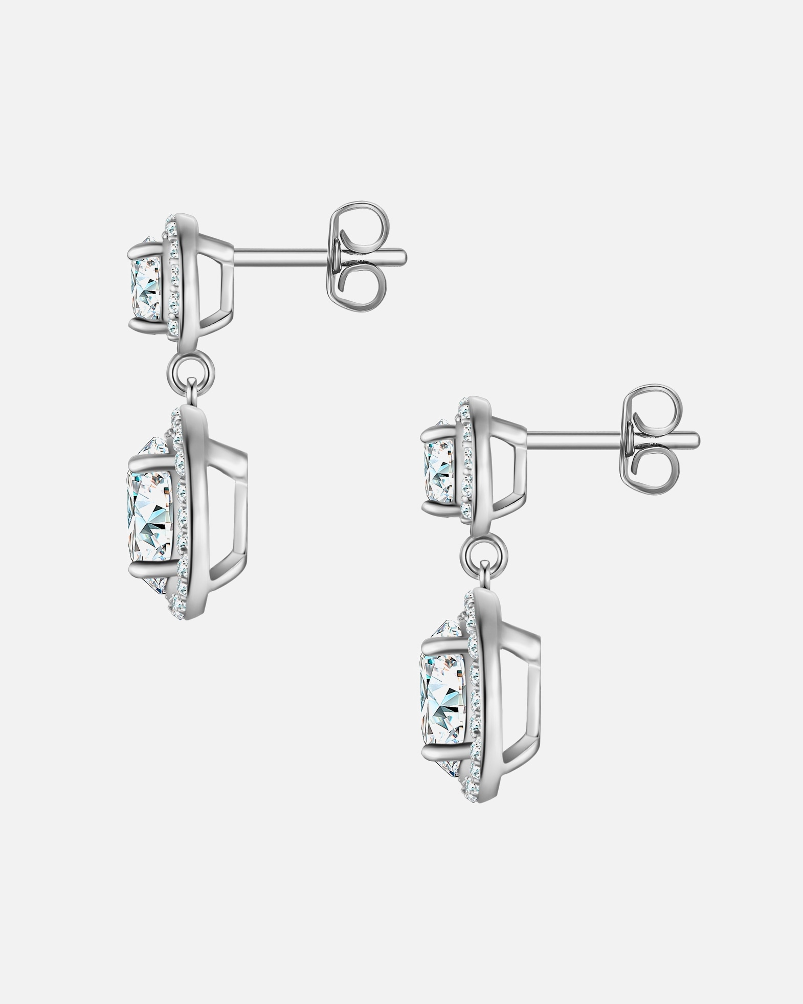 Ohrringe für Weiblich Yokoamii Ohrhänger aus Messing in silber mit Zirkonia 17,3 mm