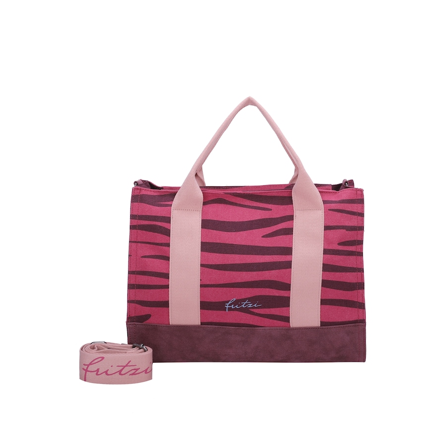Fritzi aus Preußen Shopper Canvas Tote Bag mit verstell- und abnehmbarem Schulter-Riemen pink Dunkelrot Damen
