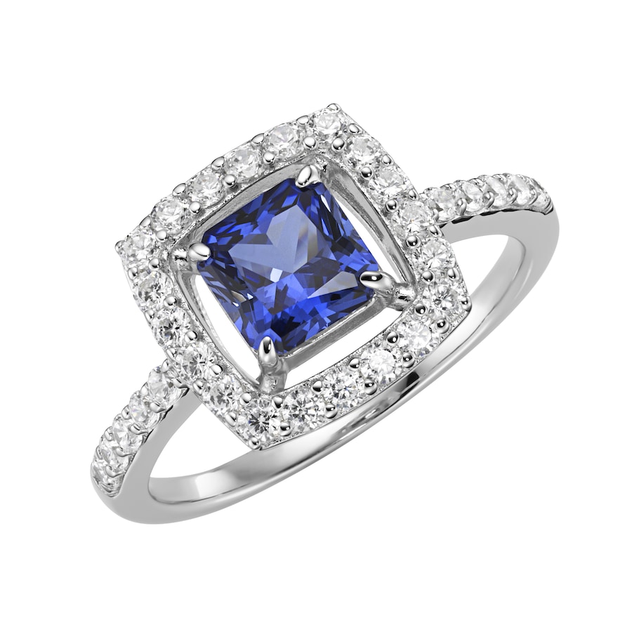 Giorgio Martello Milano Ring in blau, fuchsia oder lila, Zirkonia weiß, Silber 925 50 Blau