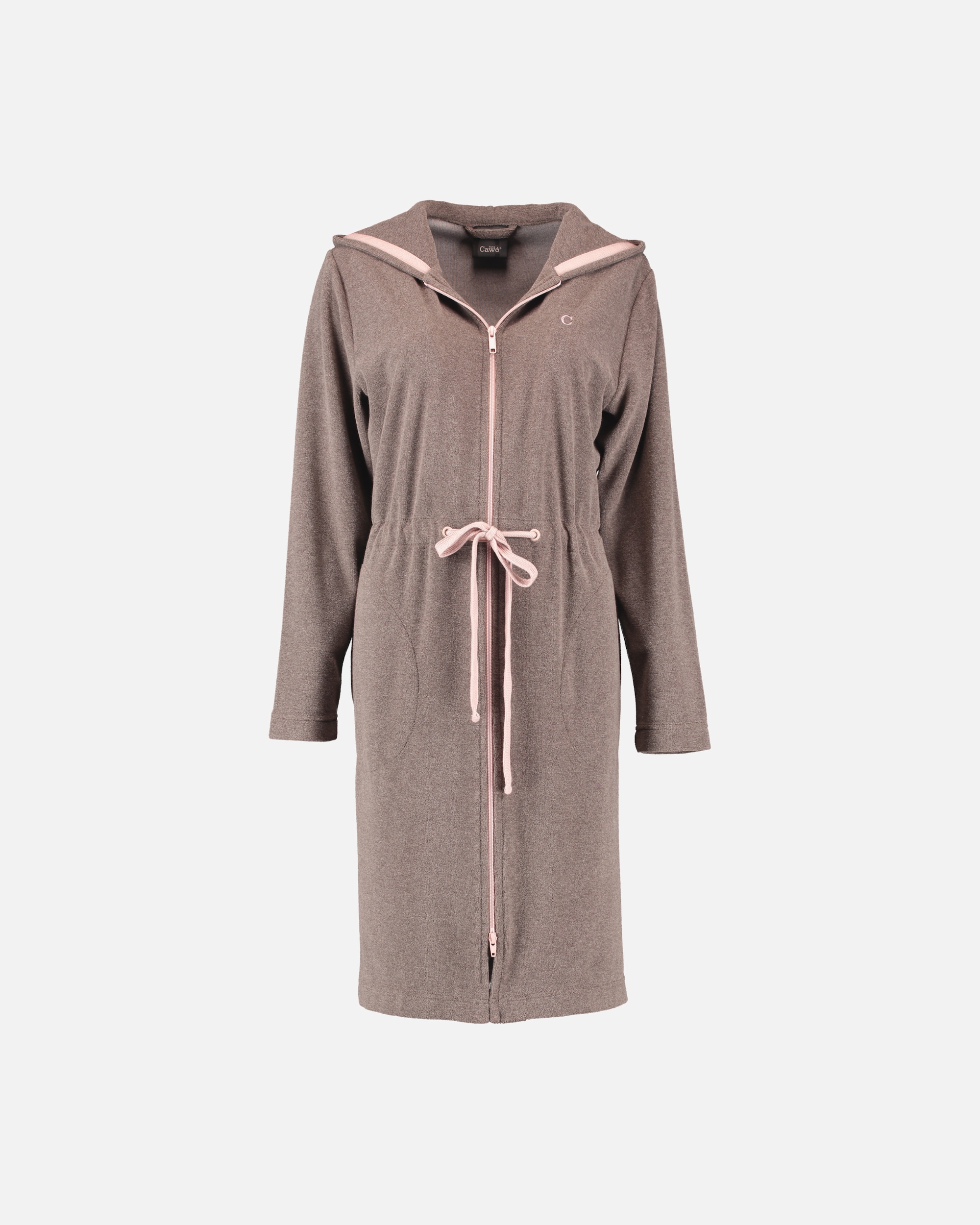 Bademantel für Weiblich Cawö Cawö Bademäntel Damen Kurzmantel mit Kapuze Active 821 mocca-rosé - 32 S