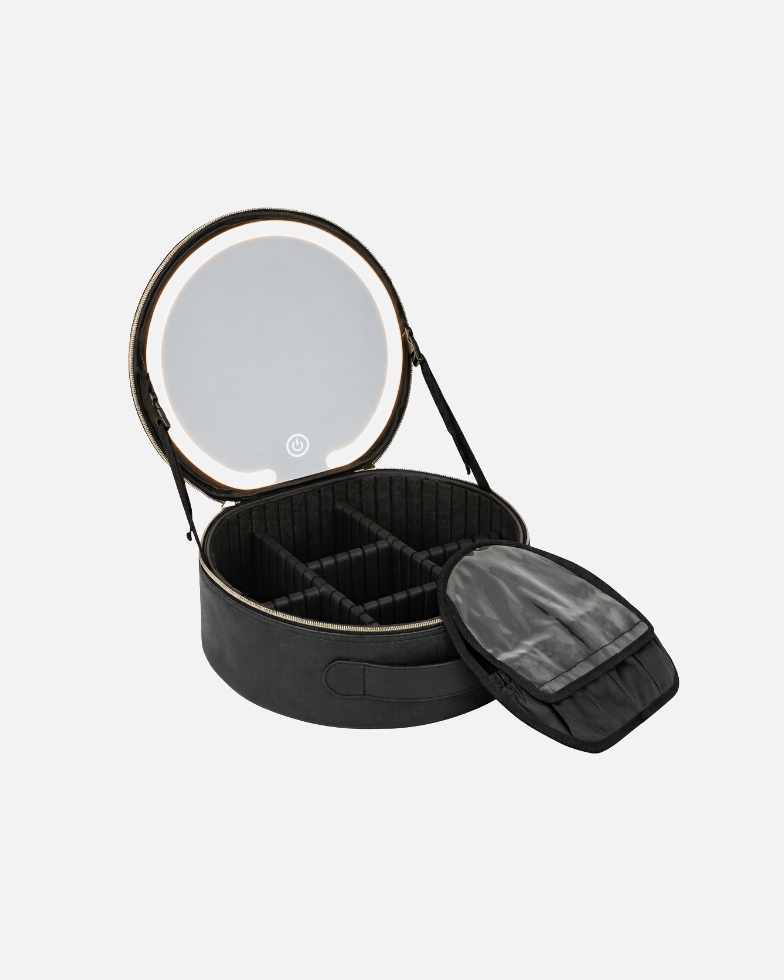 Kosmetiktasche für Unisex UNIQ Round Travel Makeup Bag with LED Schwarz