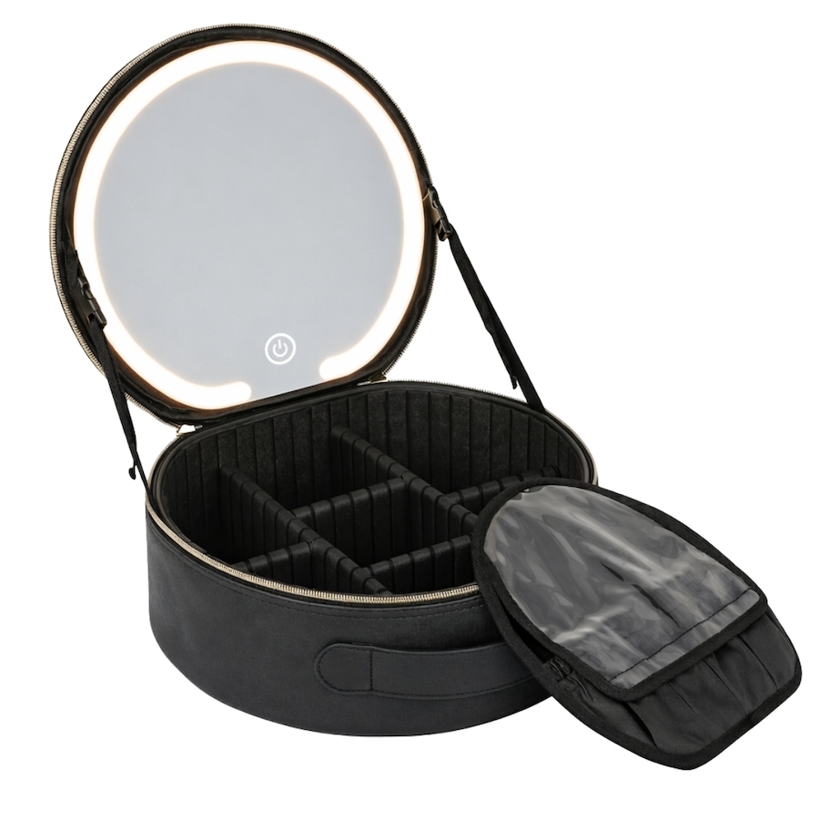 UNIQ Round Travel Makeup Bag with LED Schwarz