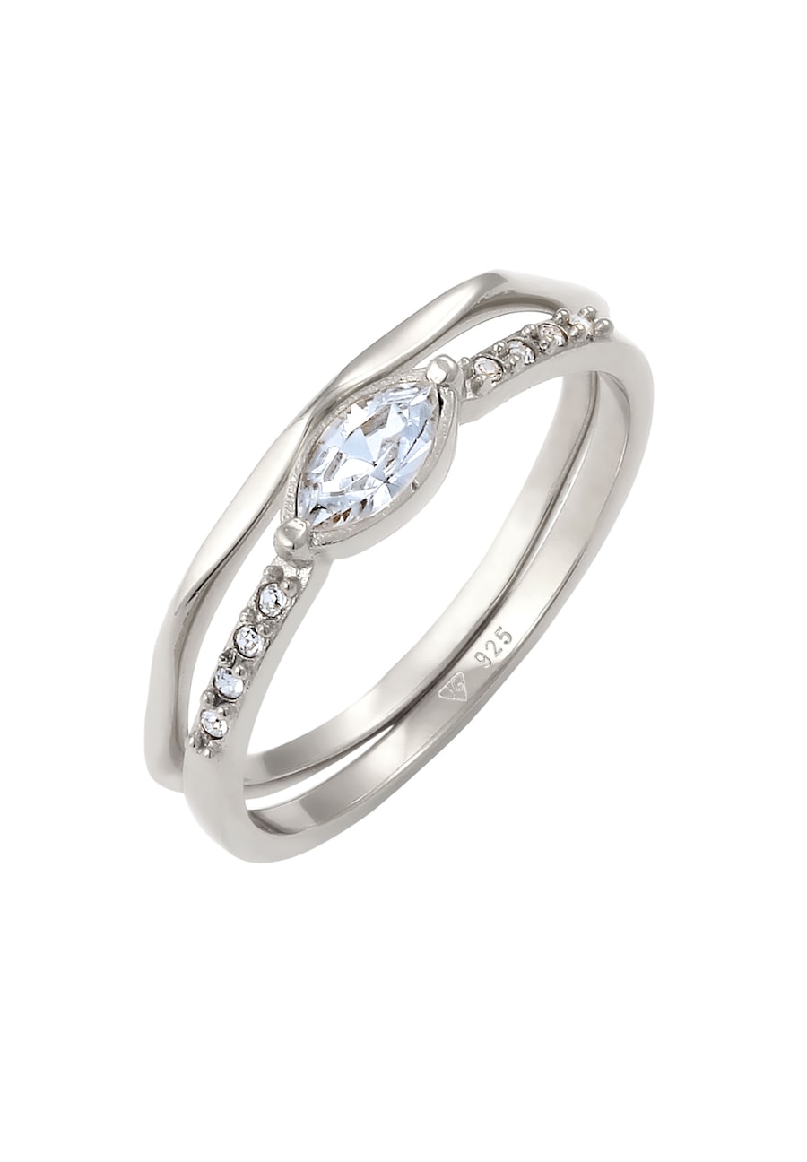 Elli Set Weiß 925 Sterling Silber, mit Kristallen von Swarovski 52 Damen