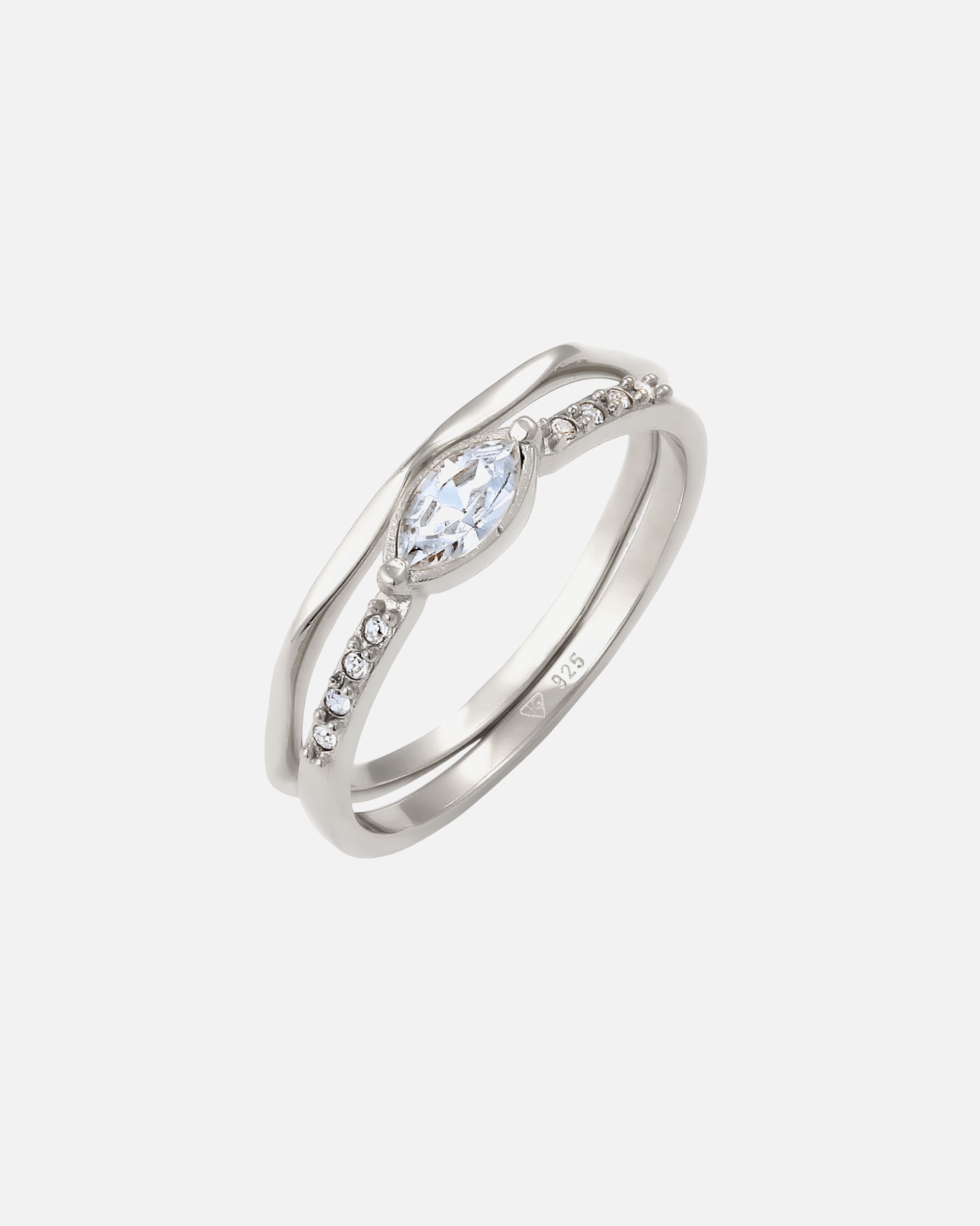 Ring für Weiblich Elli Set Weiß 925 Sterling Silber, mit Kristallen von Swarovski® 56
