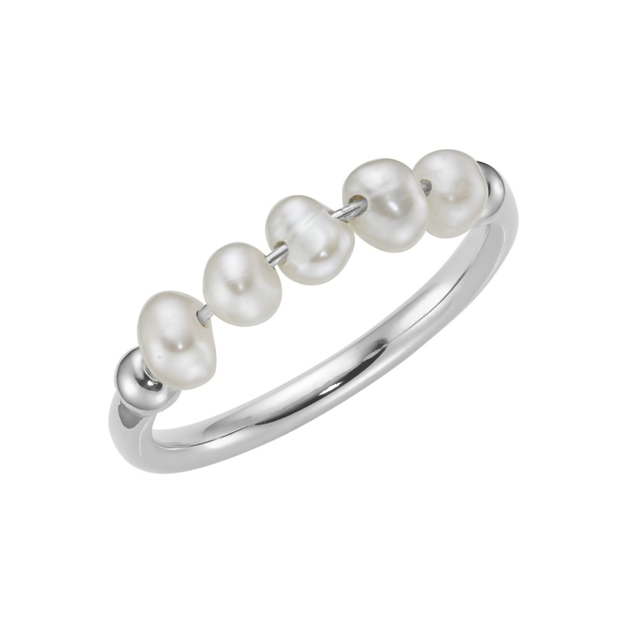 Smart Jewel Ring mit weißen Süßwasser-Perlen, Silber 925 52