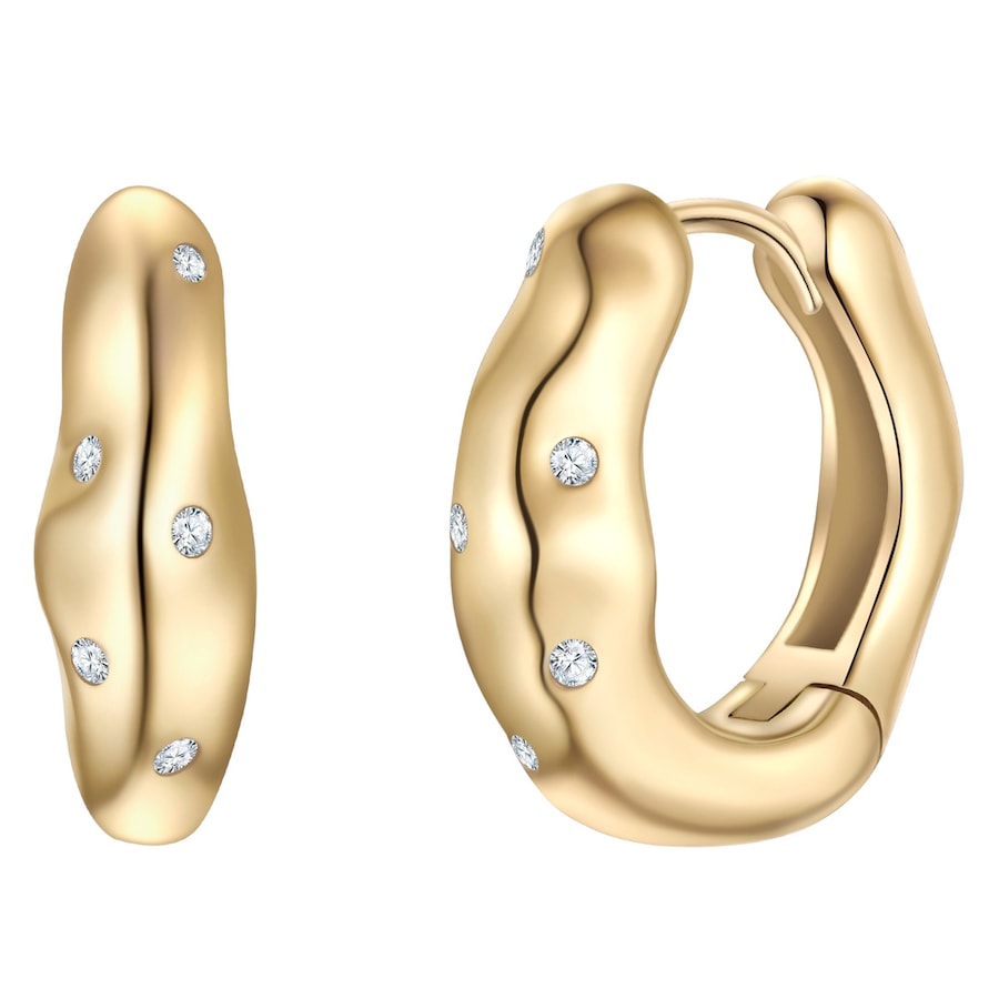 Glanzstücke München Creolen aus Sterling Silber in Gelbgold mit Zirkonia 14,6 mm Damen