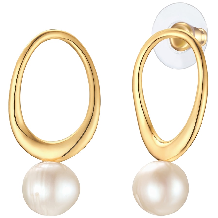 Yokoamii Ohrhänger Metall Süßwasser-Zuchtperle in Gelbgold 31,9 mm Damen