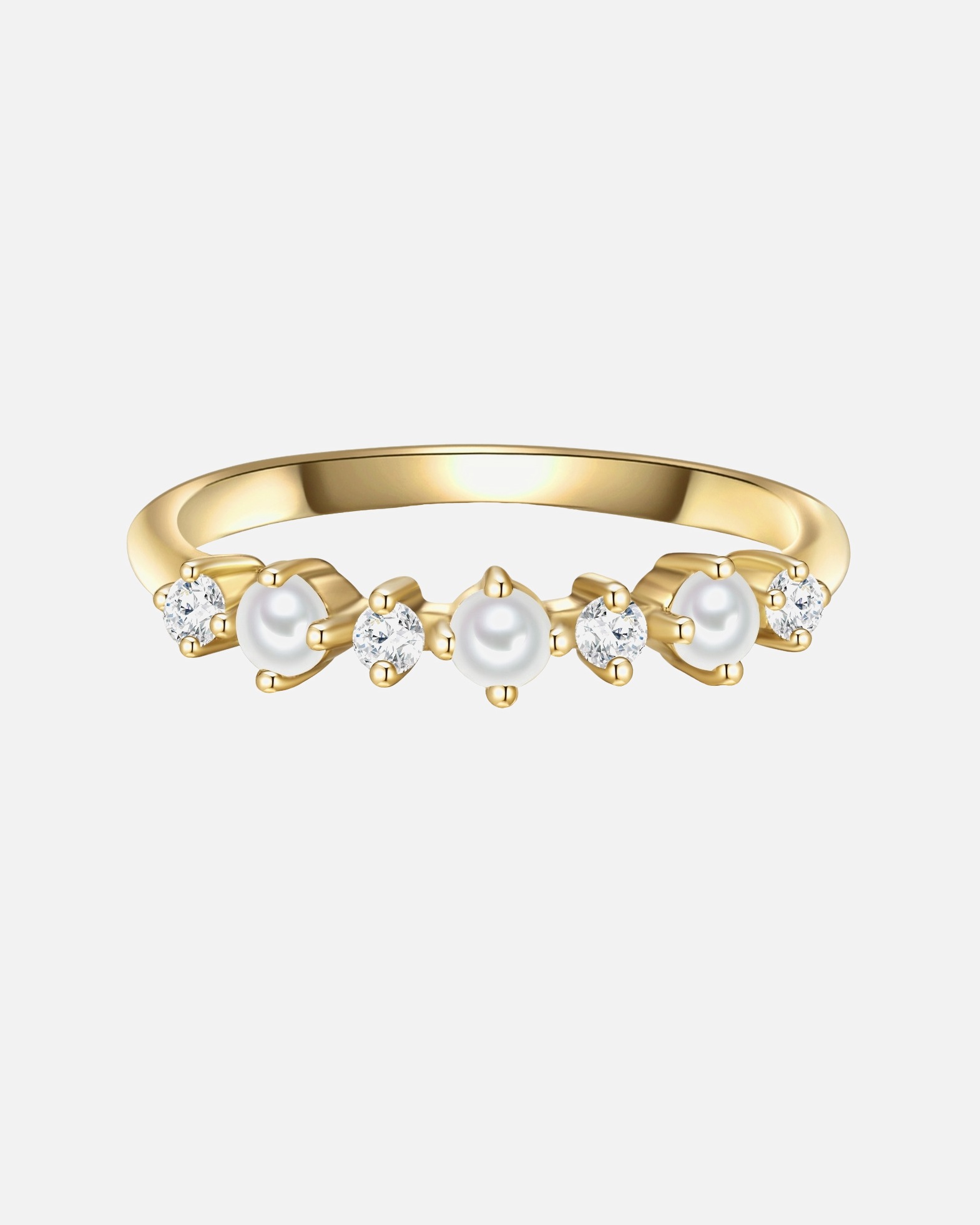 Ring für Weiblich Glanzstücke München Ring Sterling Silber Zirkonia Süßwasser-Zuchtperle in Gelbgold 56