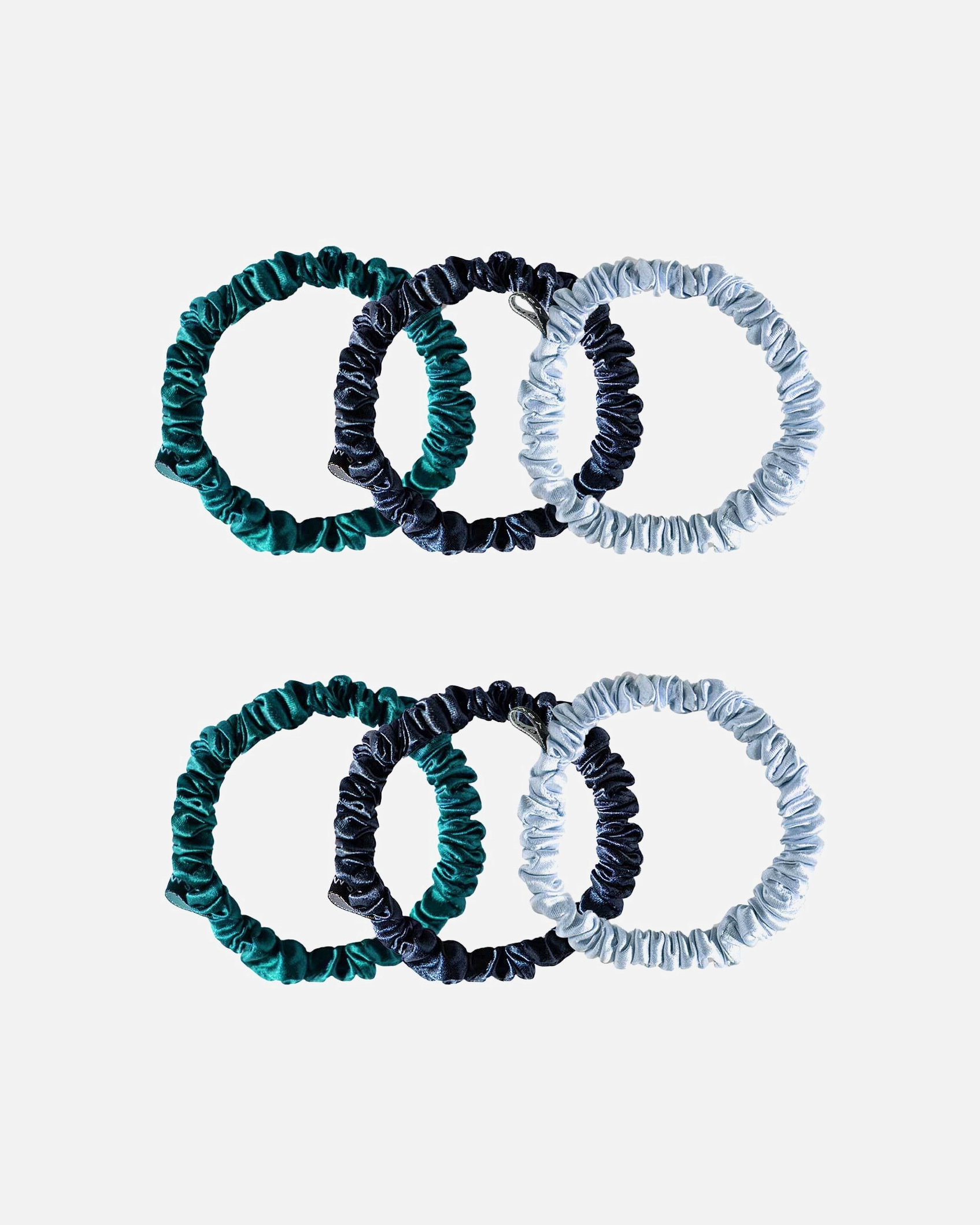 Haarschmuck für Unisex DROWSY Default Brand Line Skinny Scrunchie Set - Midnight Blue, Blue Belle & Green Sapphire 1 Stück