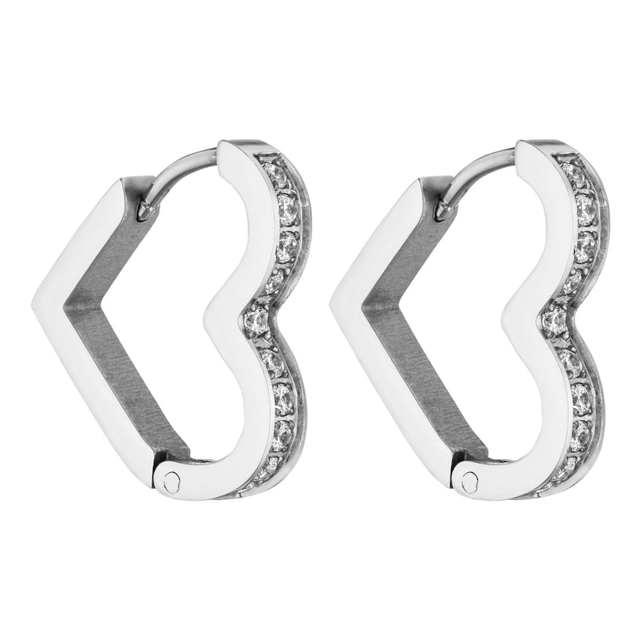 Purelei Glitter Heart Creolen 100% Edelstahl Silver Damen