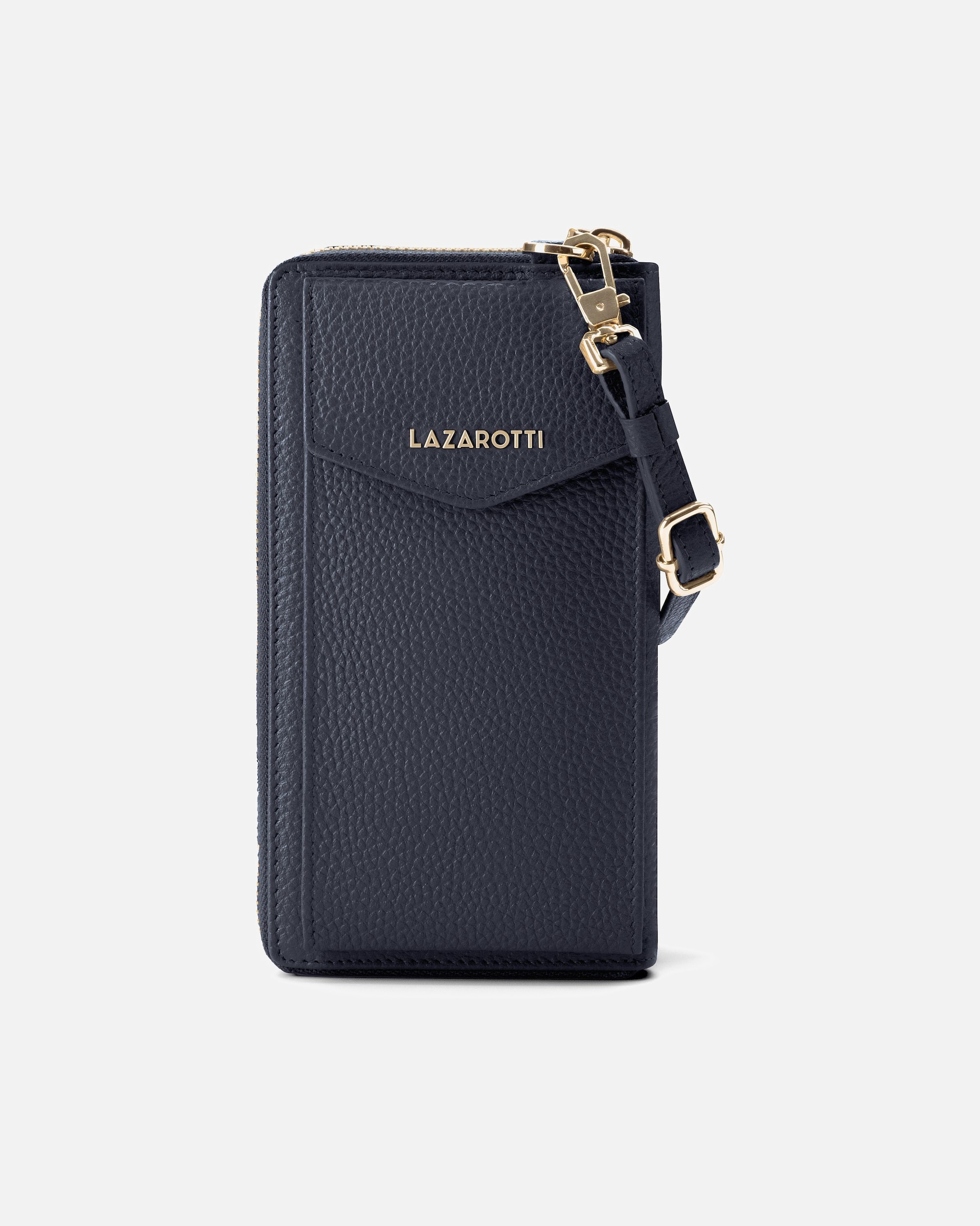 Handy Accessoire für Weiblich Lazarotti Bologna Leather Zip-Around Geldbörse Handytasche Leder 19 cm navy-2