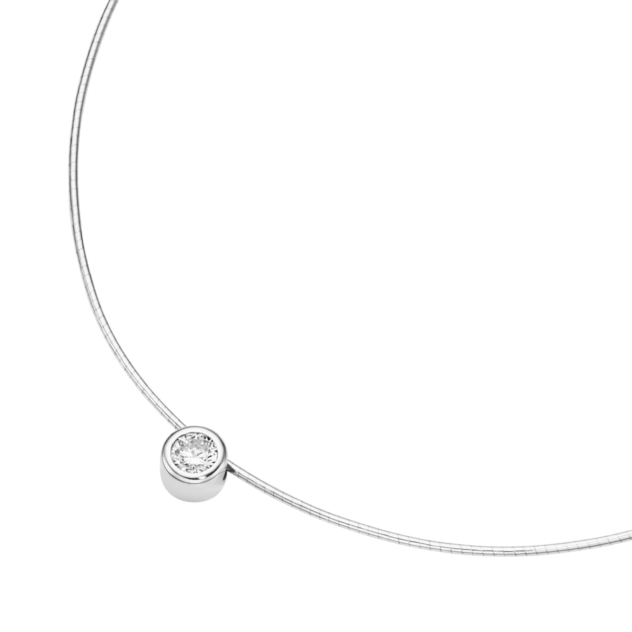 Giorgio Martello Milano Kette Anhänger mit Zirkonia an Omegareif, Silber 925 43 cm Weiss Damen