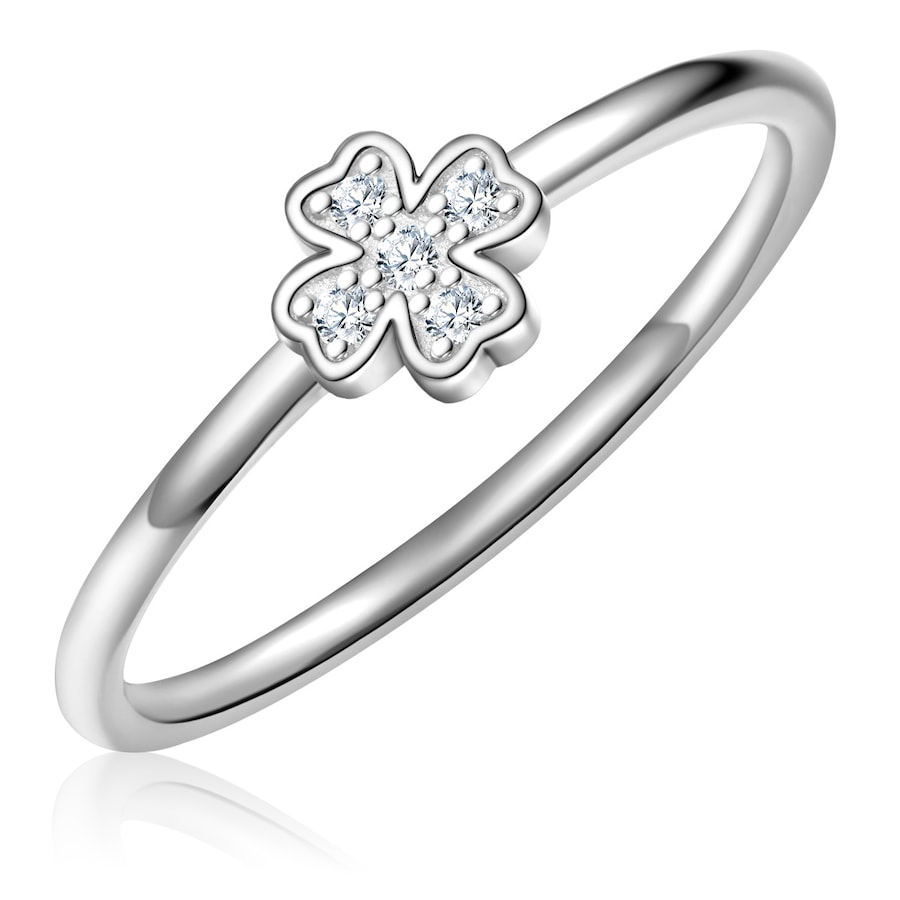 Glanzstücke München Ring Kleeblatt aus Sterling Silber in mit Zirkonia 48 Damen