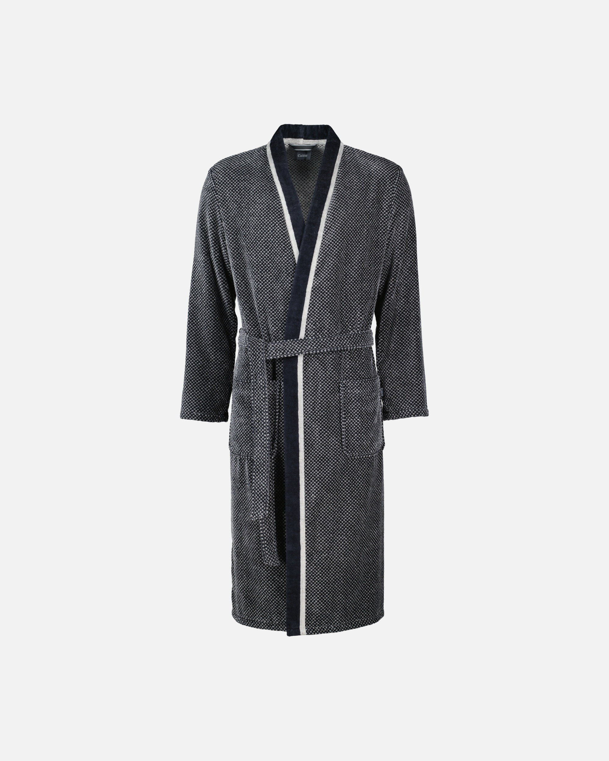 Bademantel für Männlich Cawö Cawö Bademäntel Herren Kimono 4839 silber-schwarz - 79 S