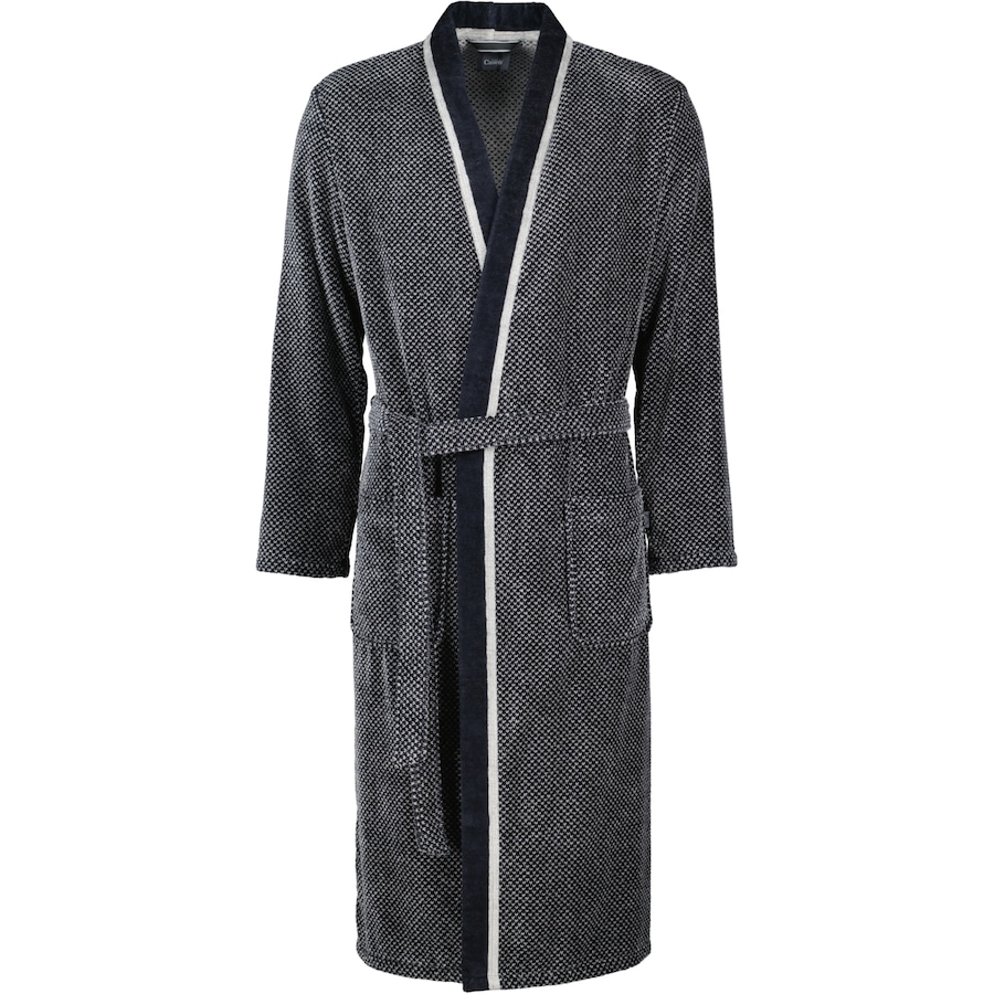 Cawö Bademäntel Herren Kimono 4839 silber-schwarz - 79 S Weiss