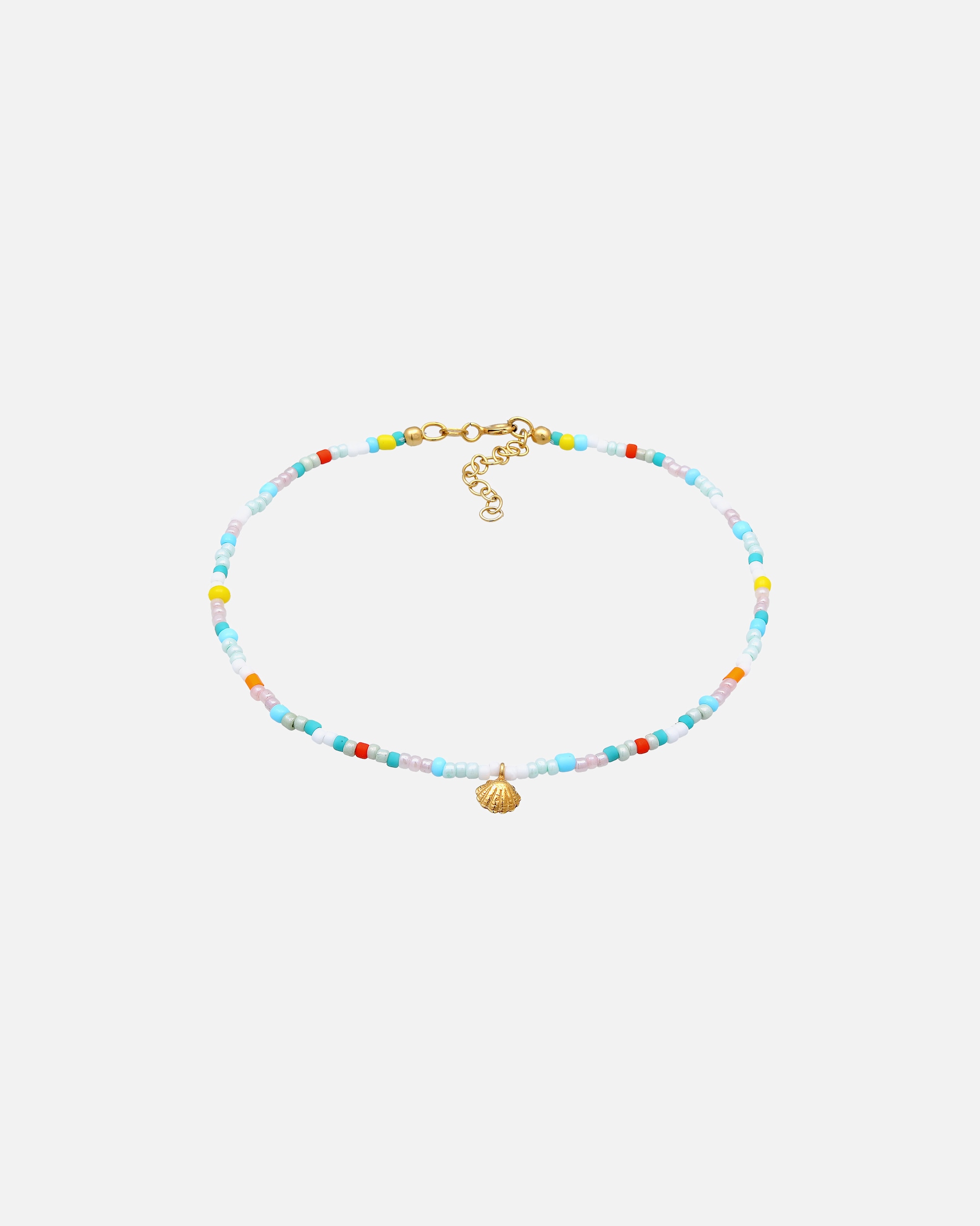 Fußschmuck für Weiblich Elli Muschel Glas Kugeln Bunt Sommer Beach 925 Silber goldfarben