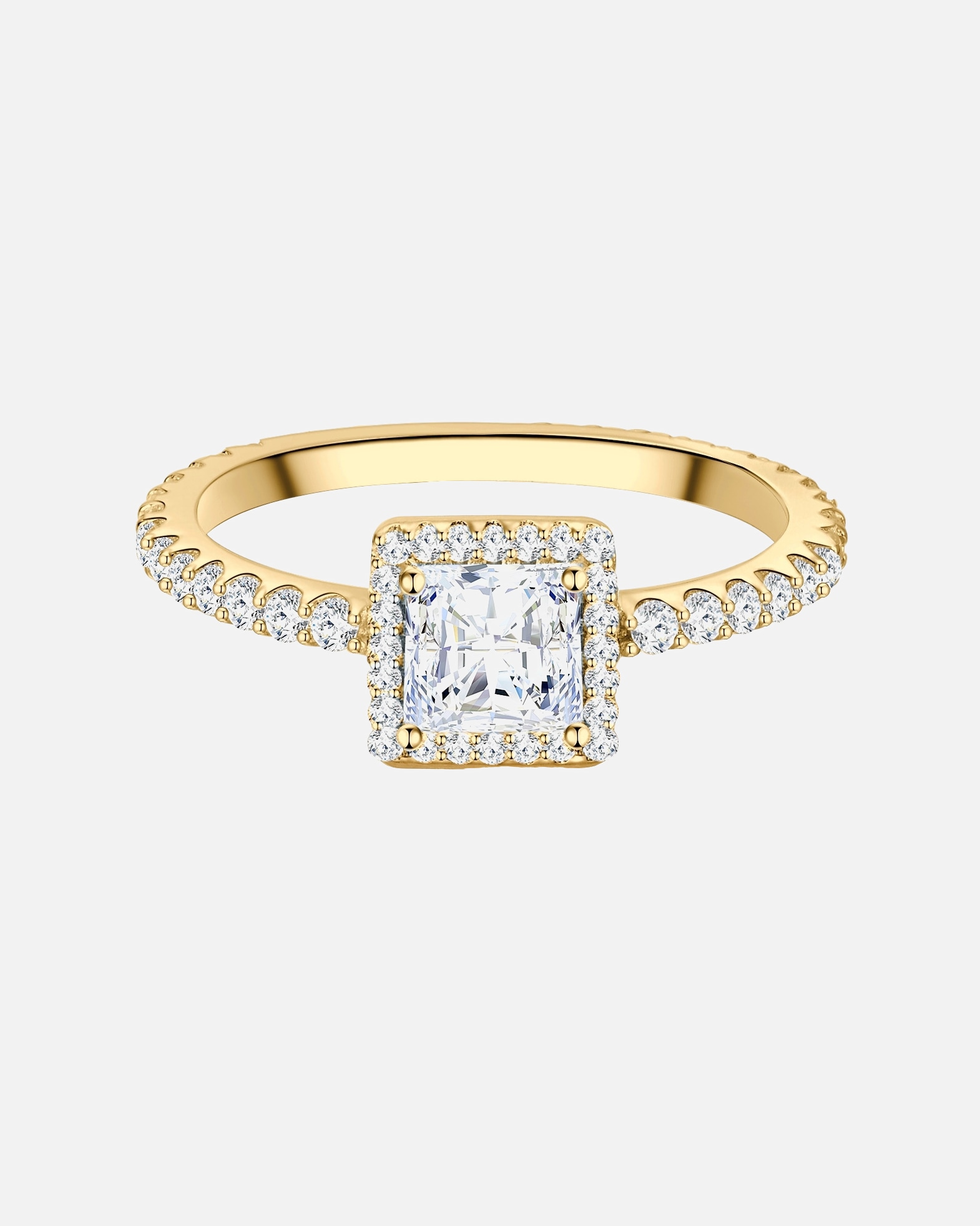 Ring für Weiblich Trilani Ring aus Sterling Silber in Gelbgold mit Zirkonia 52