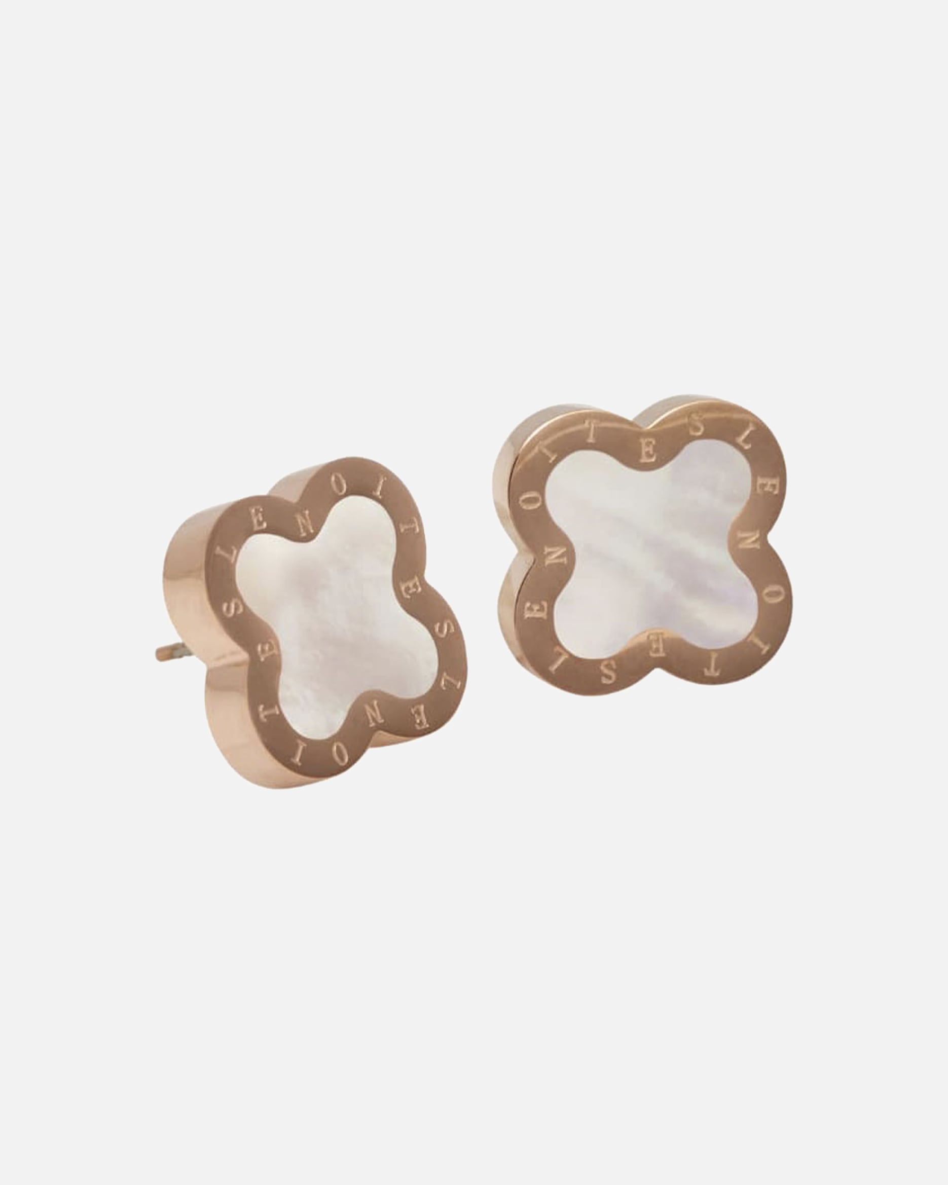 Ohrringe für Weiblich Lenoites Ohrhänger 'Four-leaf Clover' rose gold white