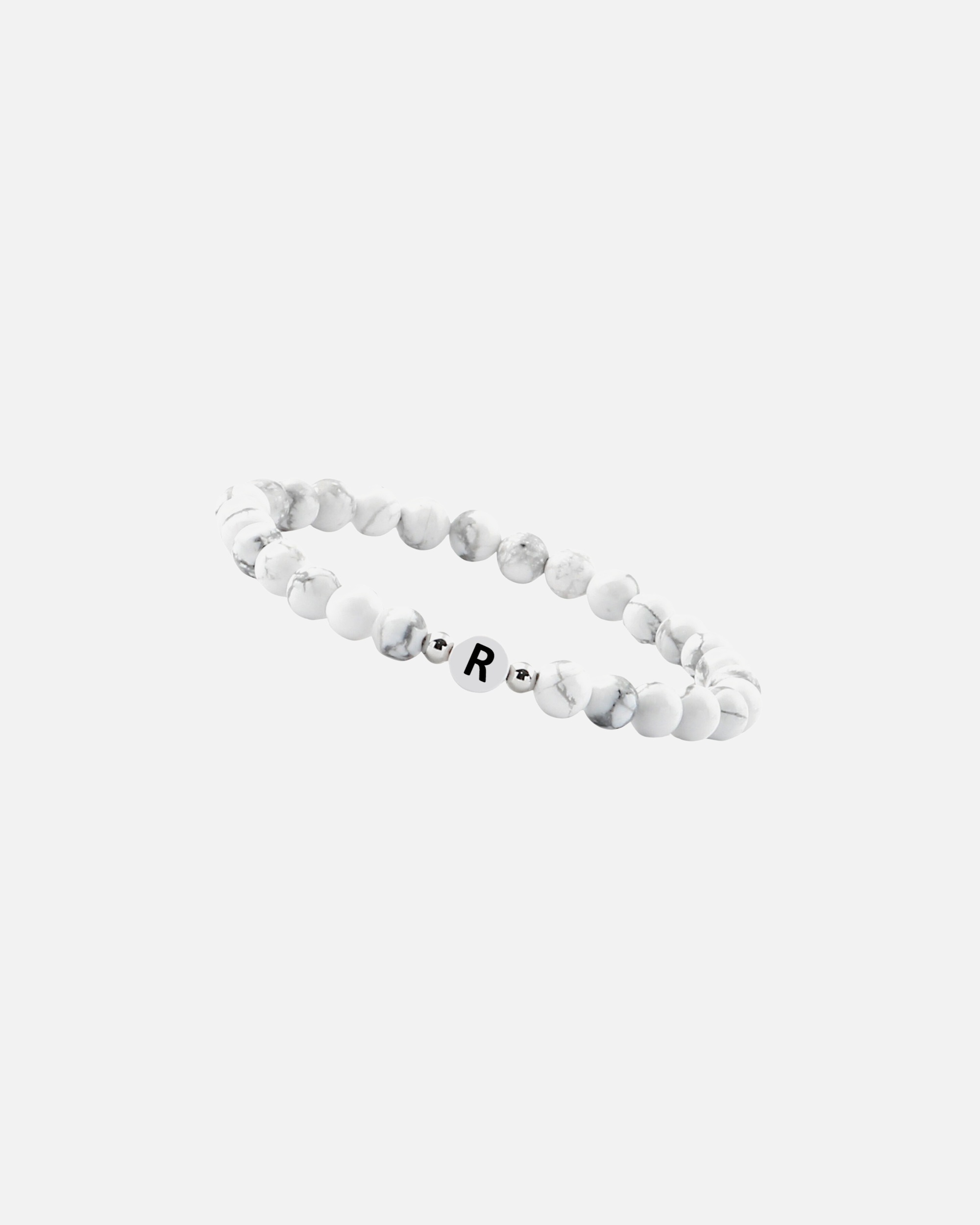 Armband für Weiblich GOOD.designs Perlenarmband aus Howlith-Steinen mit dem Buchstaben R Onesize
