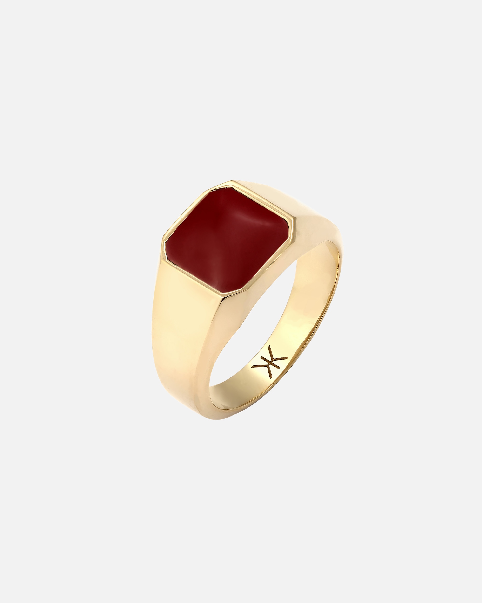 Ring für Männlich KUZZOI Siegelring Quadrat Emaille Rot 925 Sterling Silber 56
