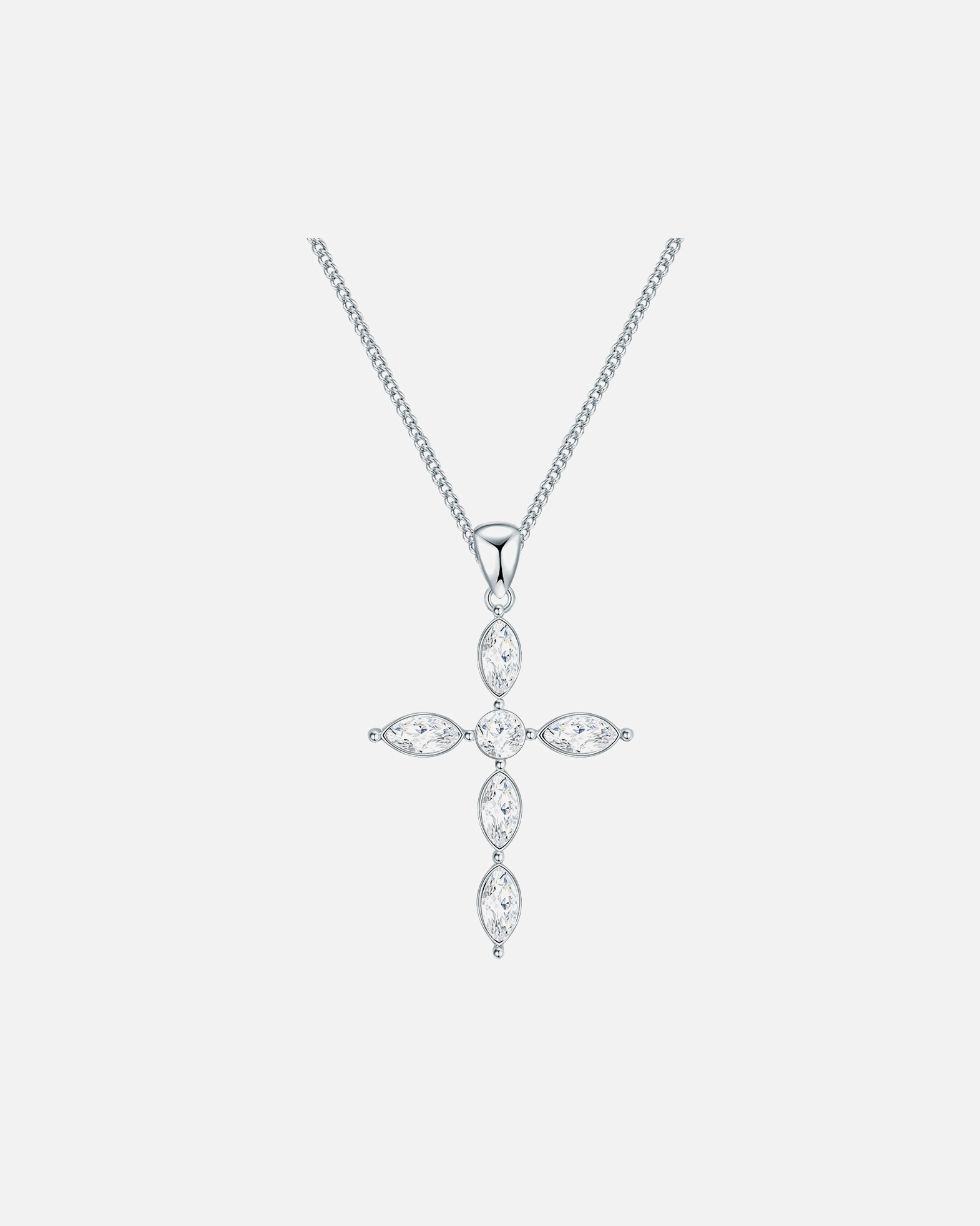 Halskette für Weiblich Lulu & Jane Halskette Kreuz Messing verziert mit Kristallen von Swarovski® in Silber 41,0 cm Basiskette + 7,5 cm Verlängerung