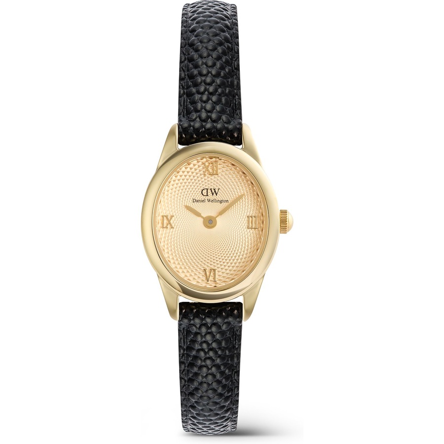 Daniel Wellington Damenuhr Leder gold, schwarz Damen
